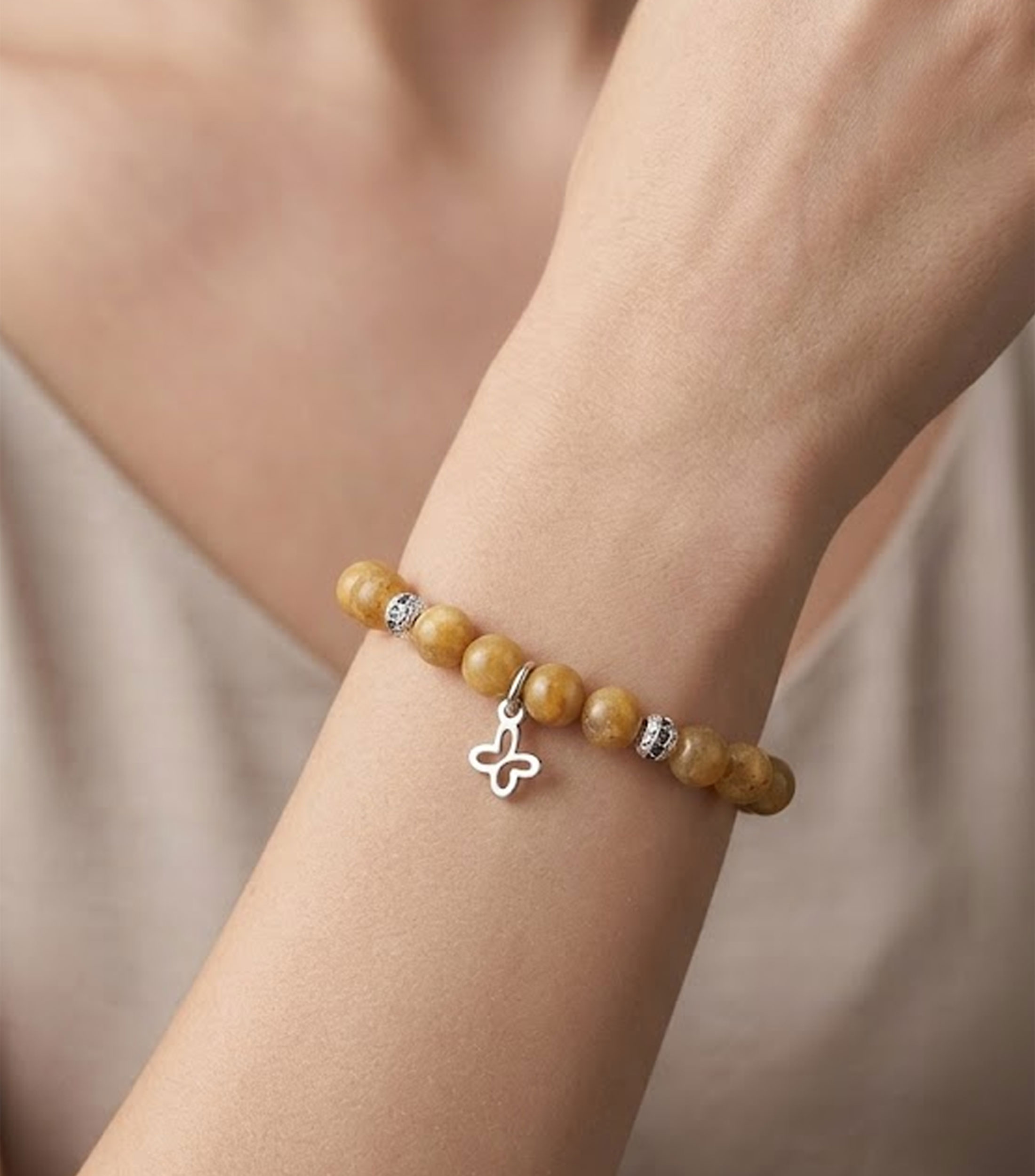 Brazalete en plata .925 y piedra sol con mariposa mini Esenciales Mujer