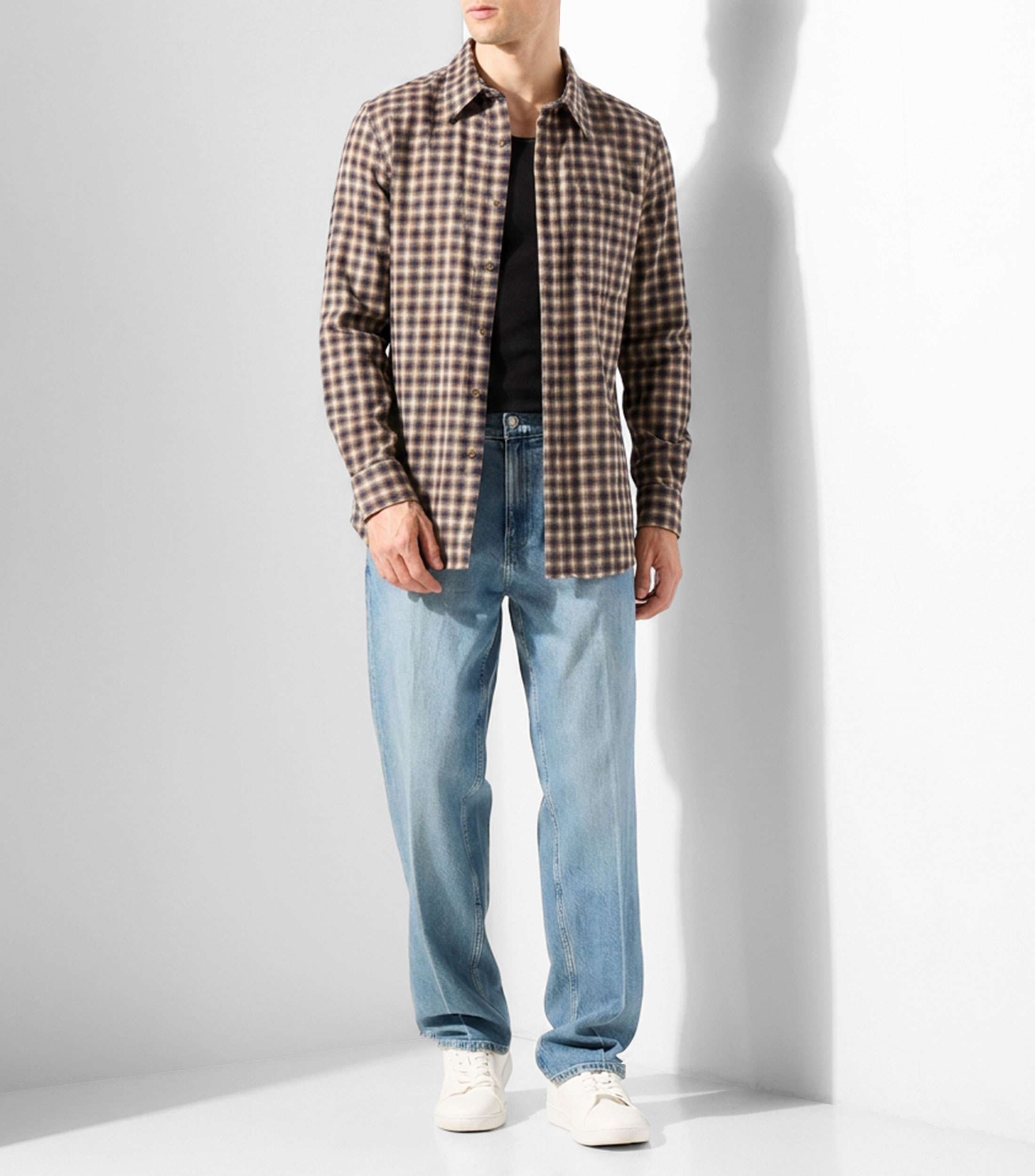 Camisa cuadros manga larga Hombre