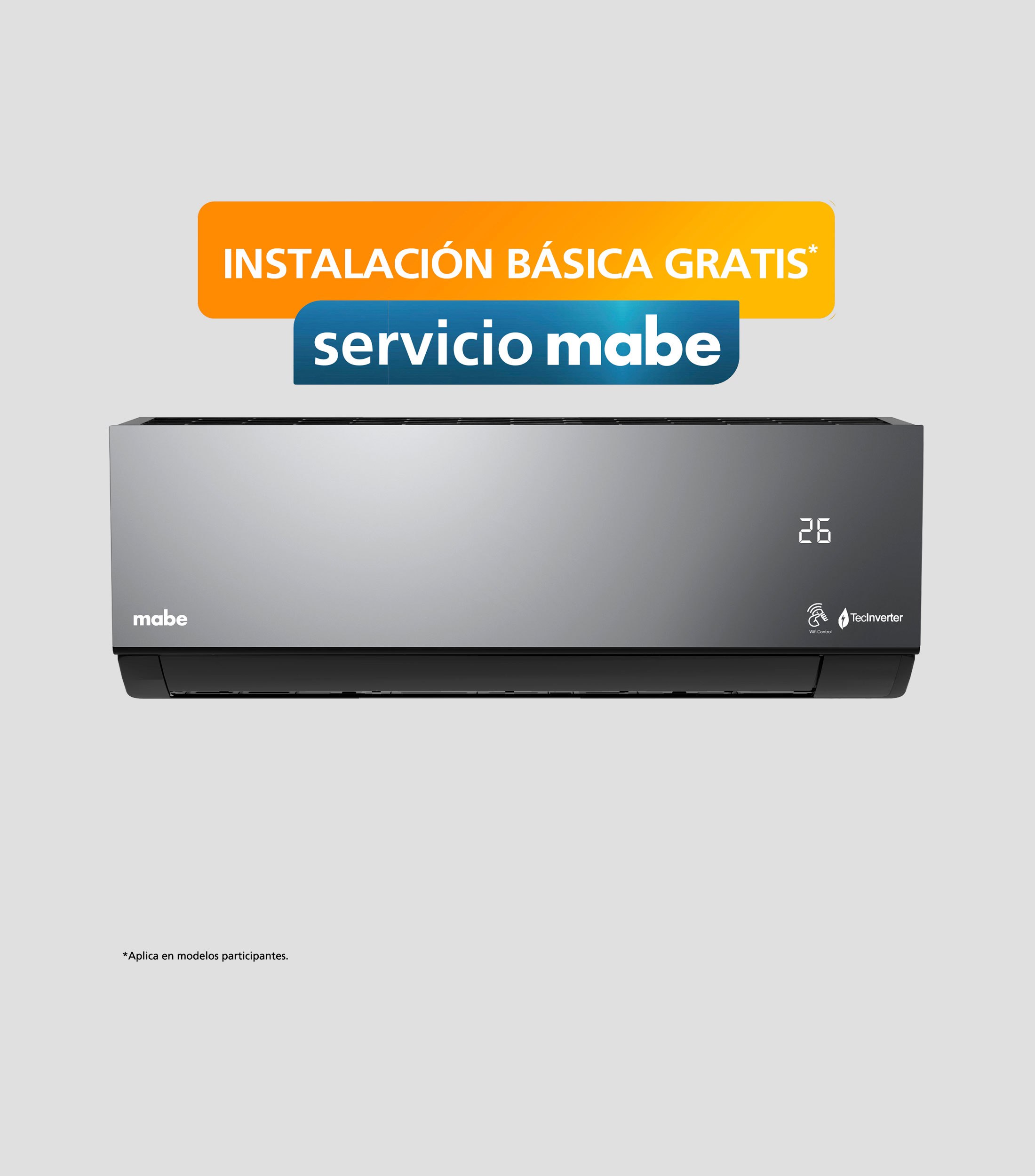Aire acondicionado Minisplit Espejo Inverter, 12,000 BTUaposs, 1 tonelada, 220 V, Frio