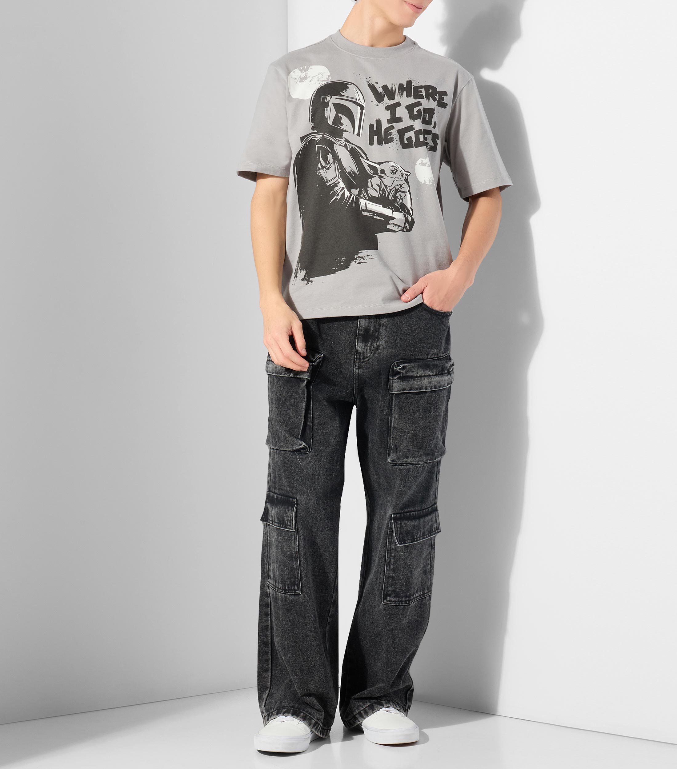 Playera de cuello redondo con manga corta estampada Hombre
