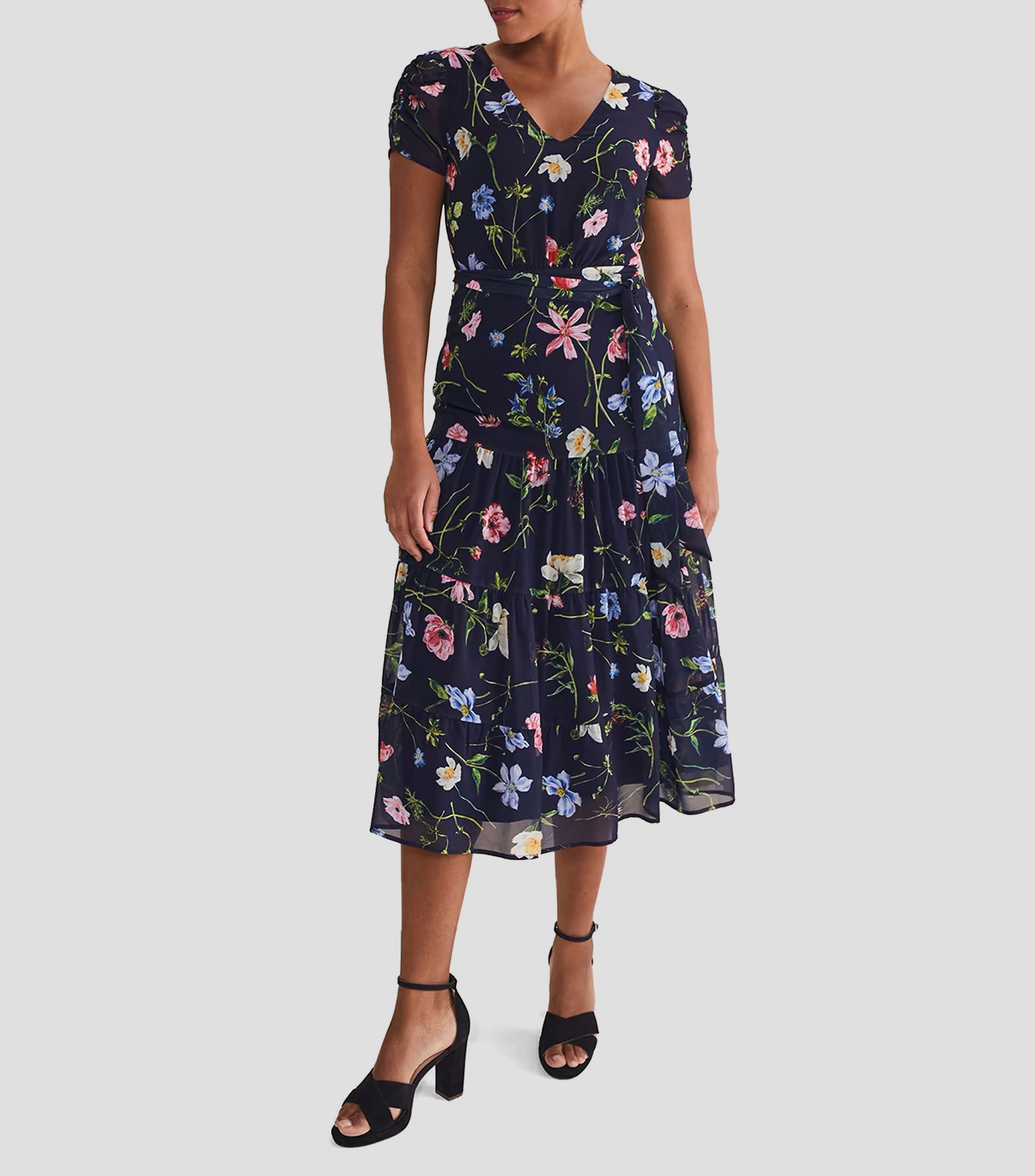Vestido de fiesta midi con flores Lola Mujer