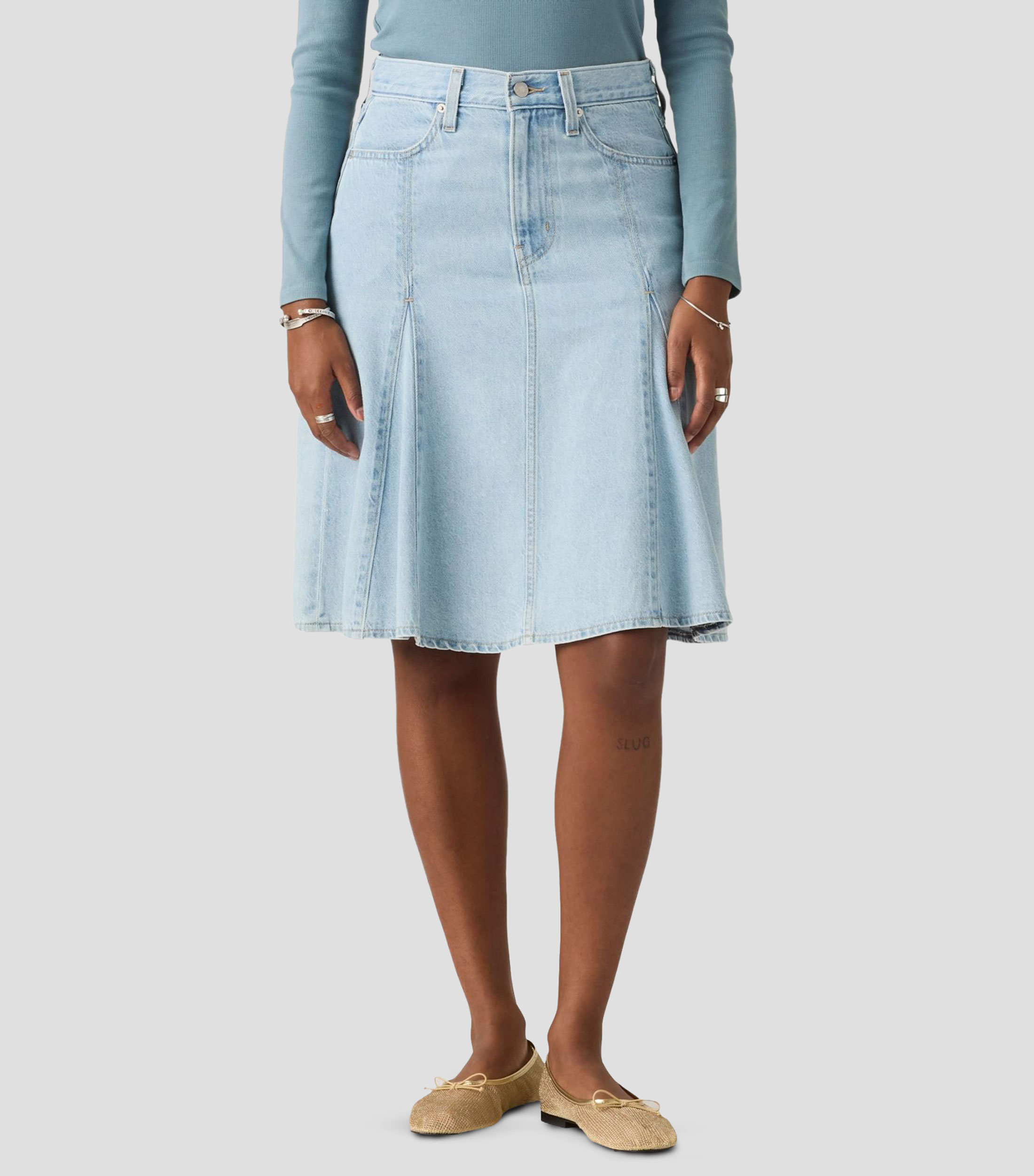 Falda Midi en mezclilla Lisa Mujer