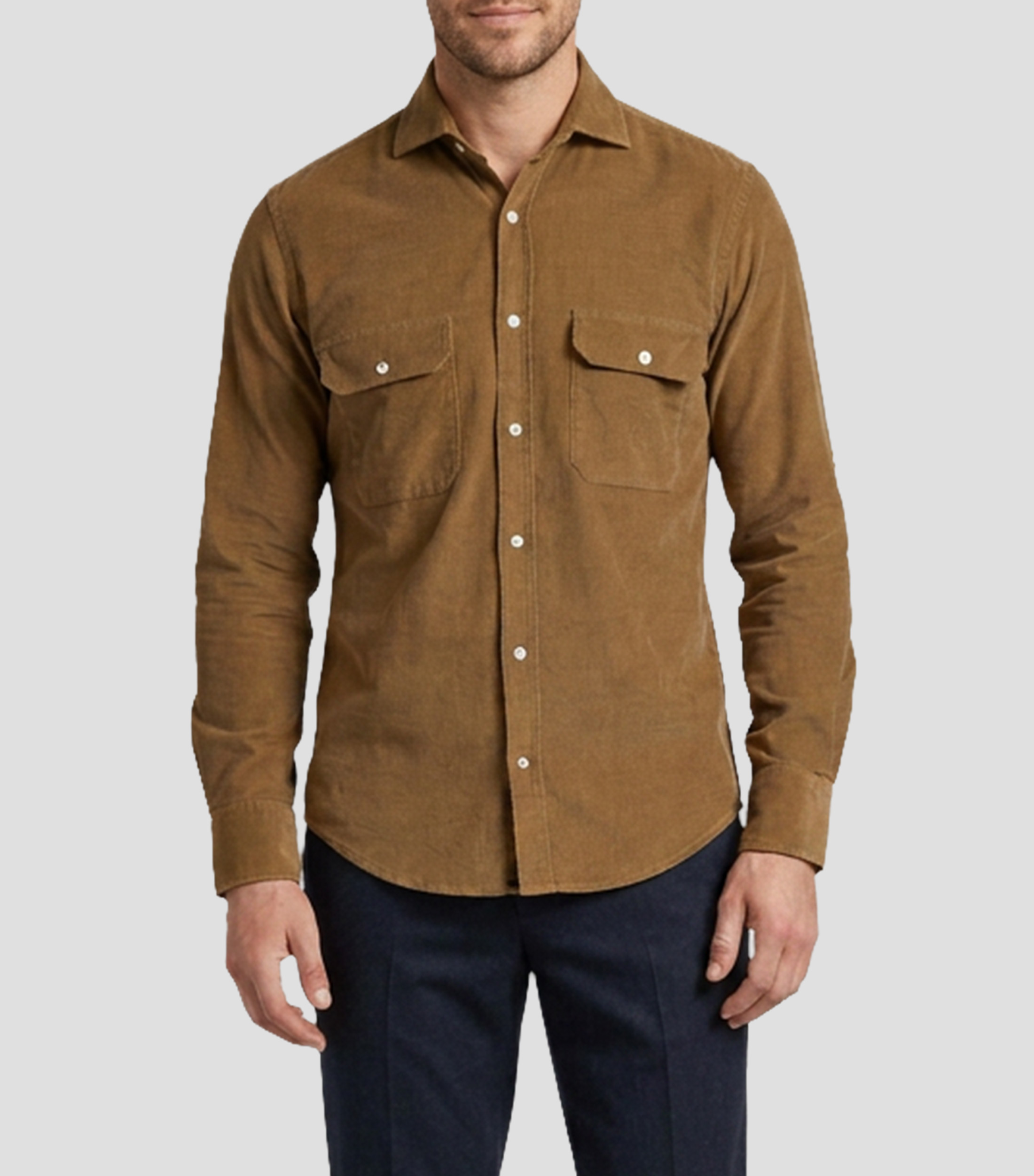 Camisa lisa manga larga Hombre