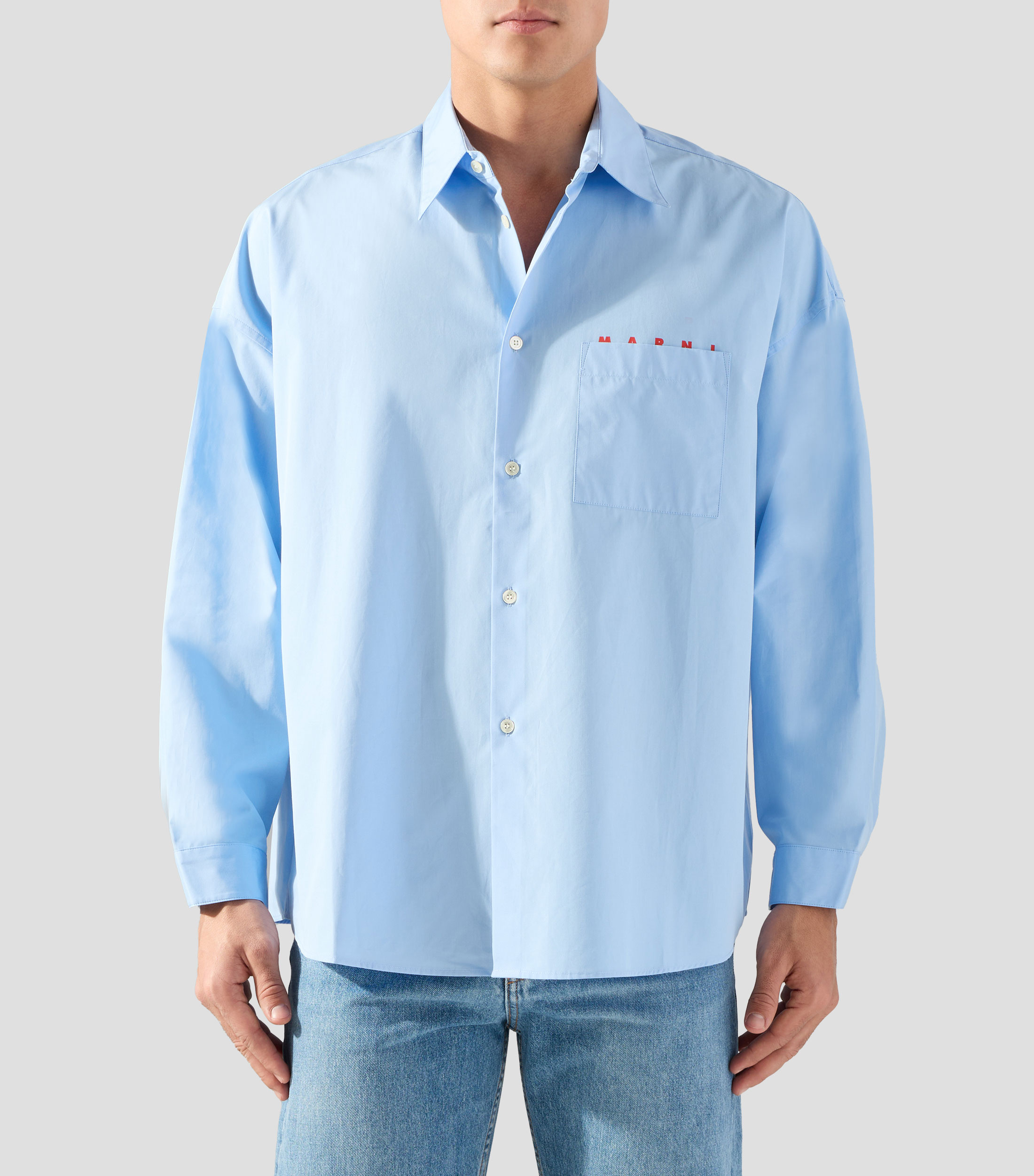 Camisa lisa con manga larga Hombre