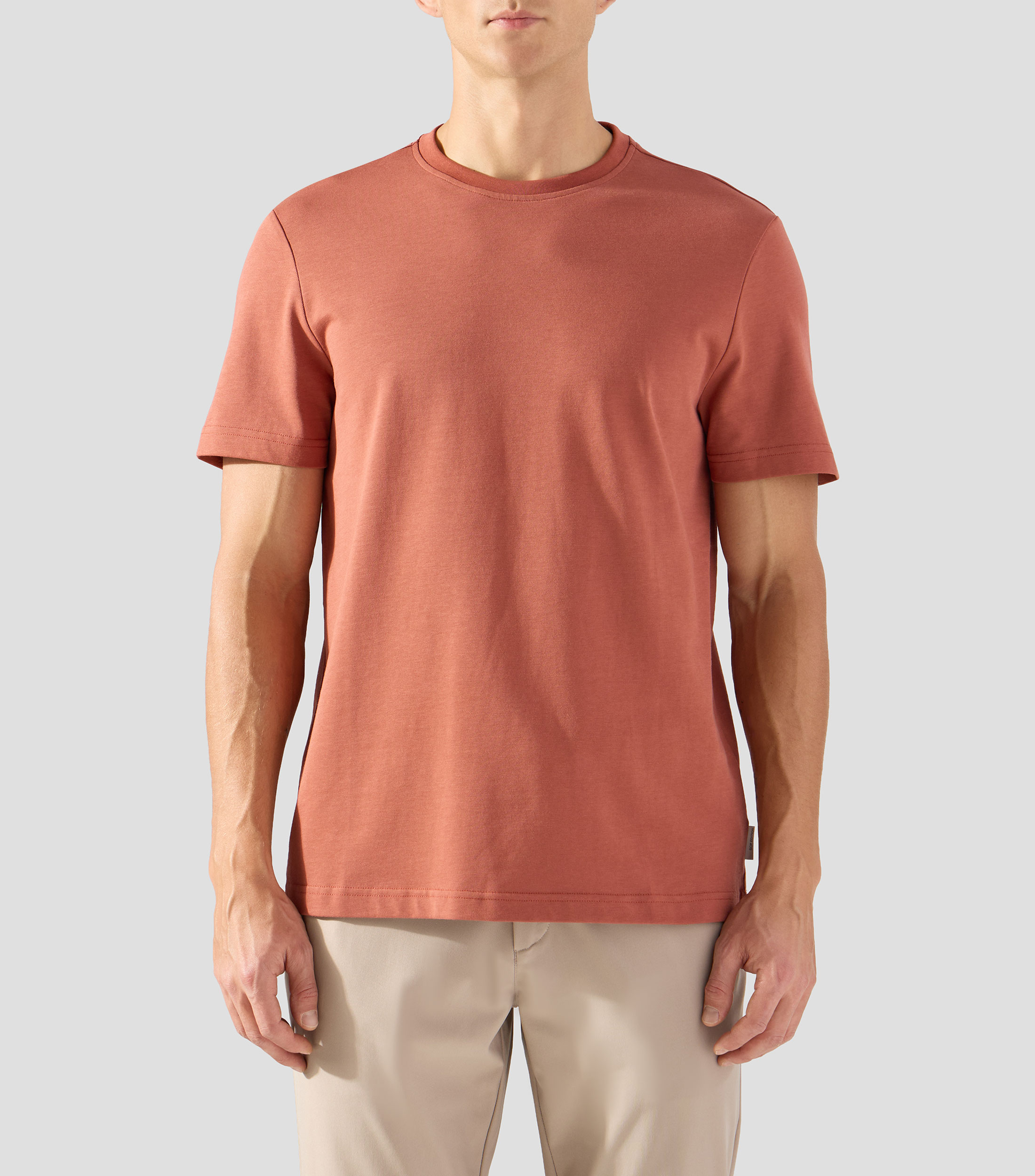 Playera de cuello redondo con manga corta lisa Hombre