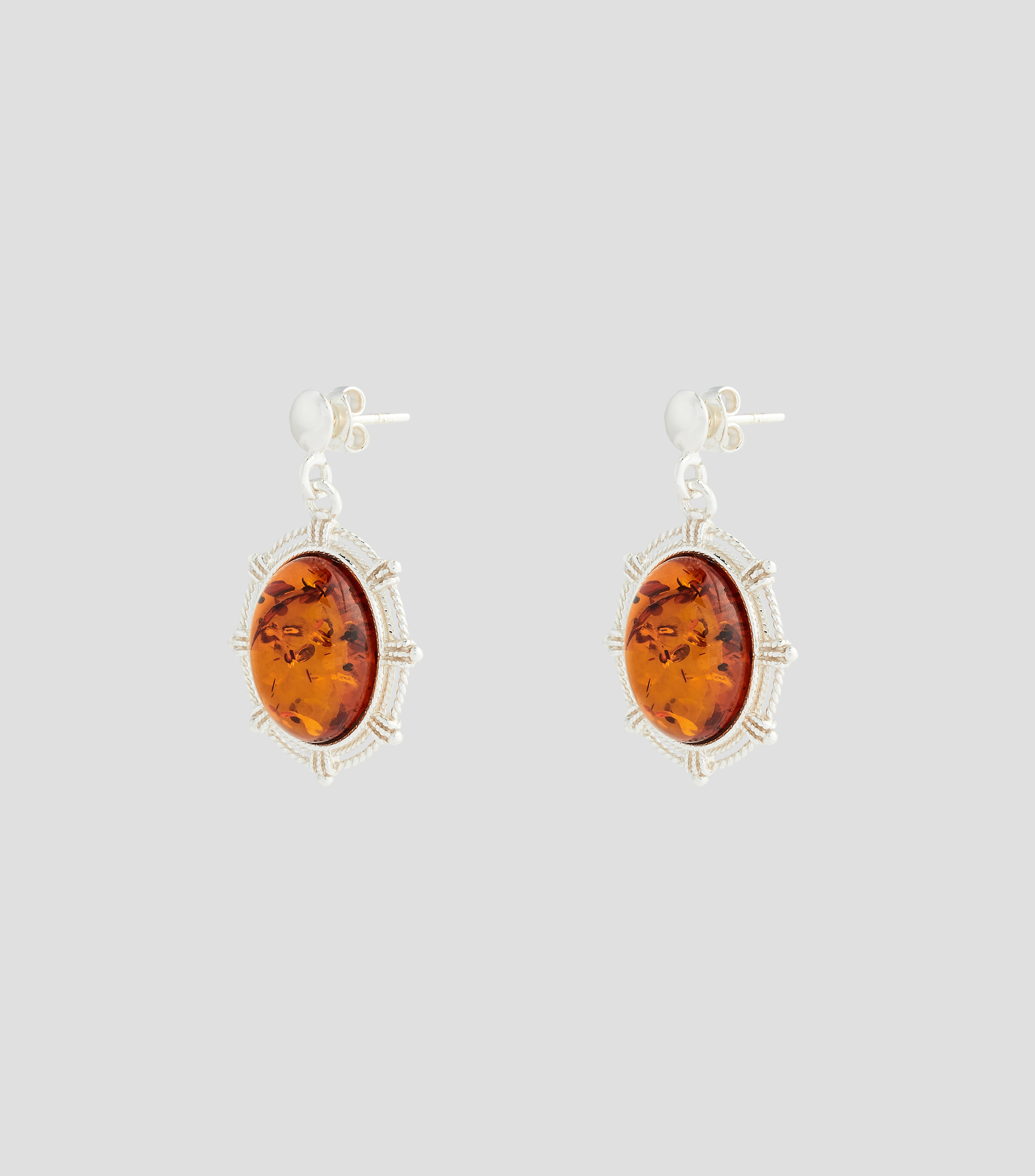 Aretes en Plata .925 con ámbar báltico Mujer
