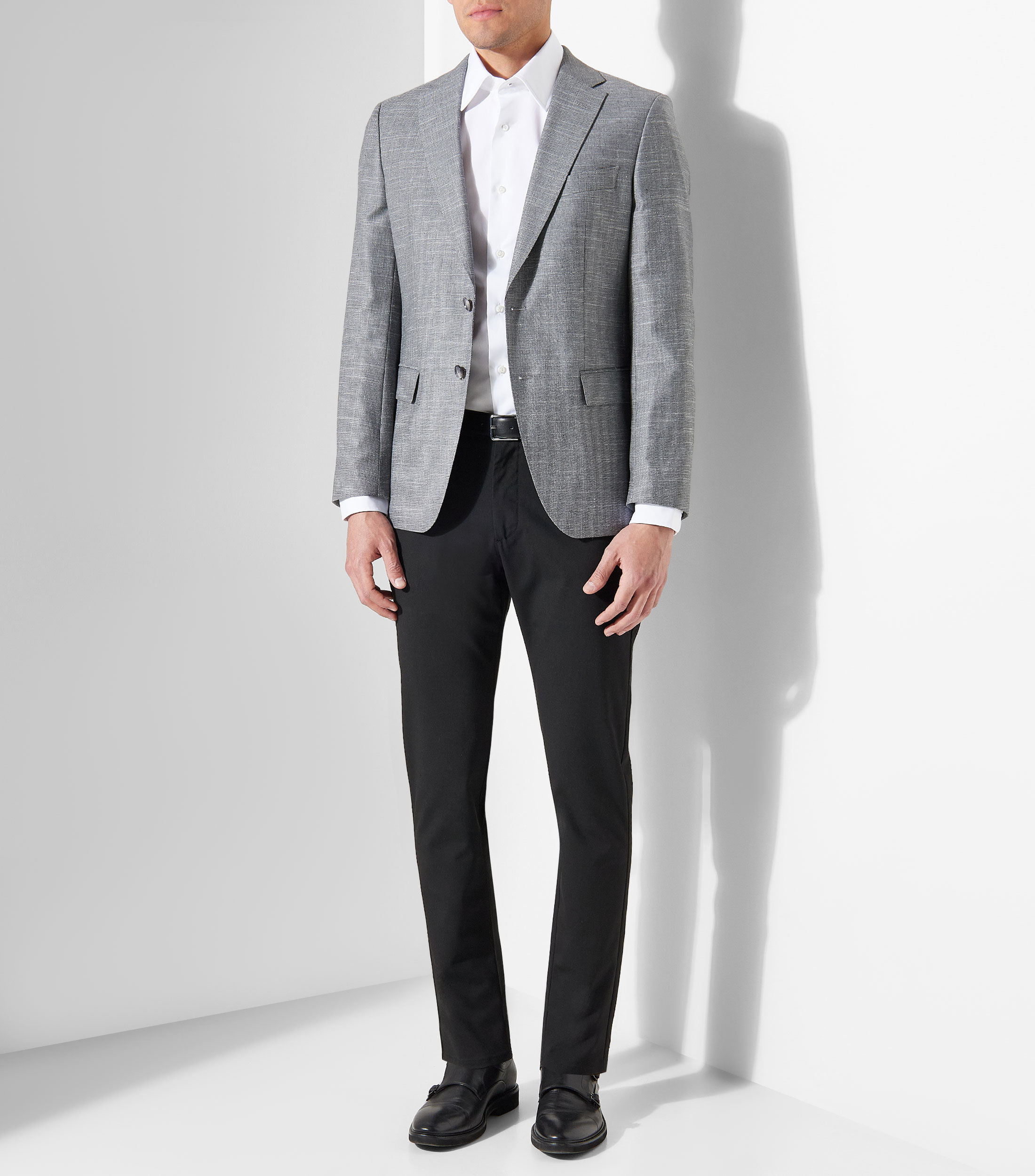 Camisa slim de popelina de algodón italiano Hombre