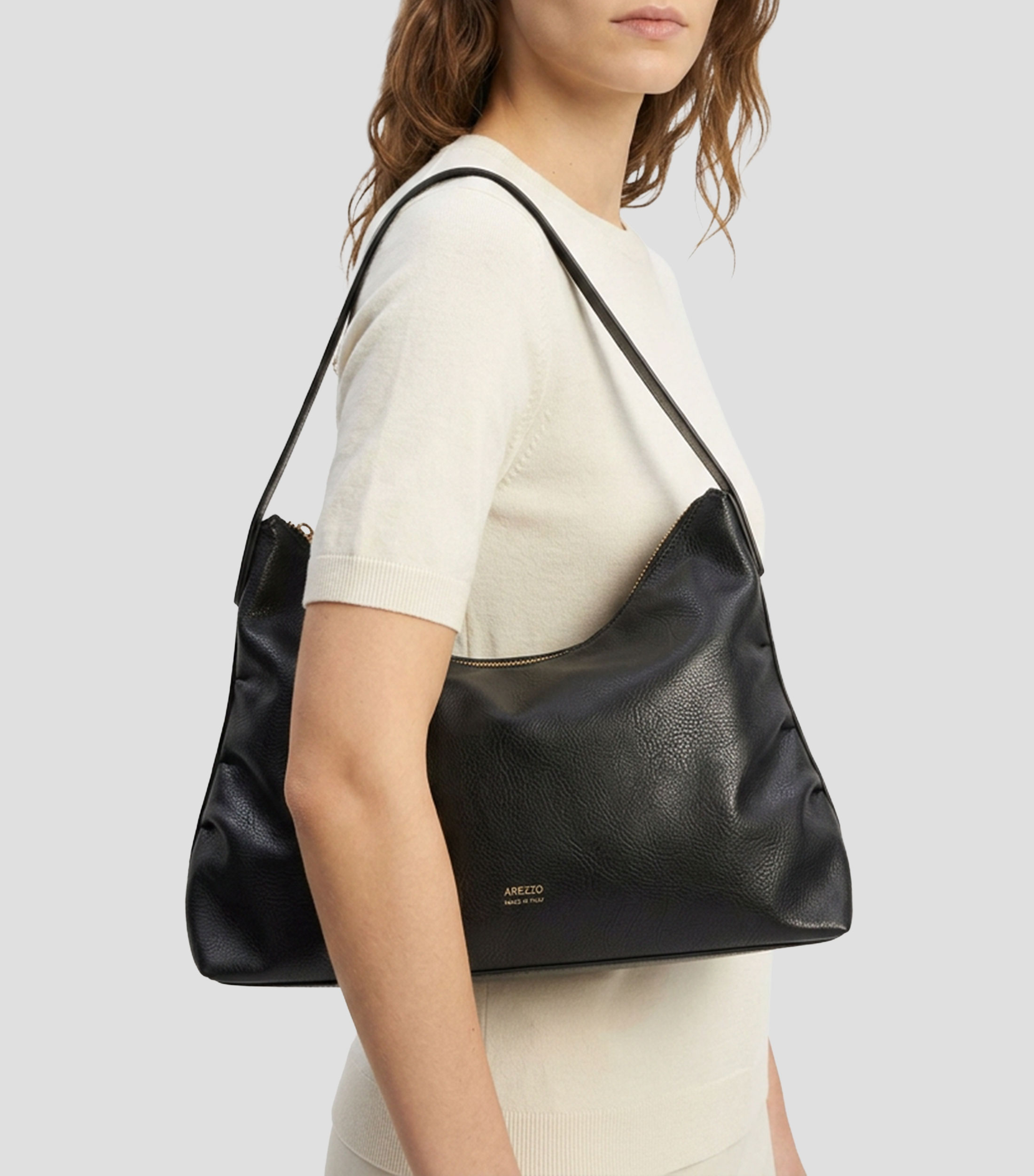 Bolsa Hobo Cabedal Rustic Sólido Mujer