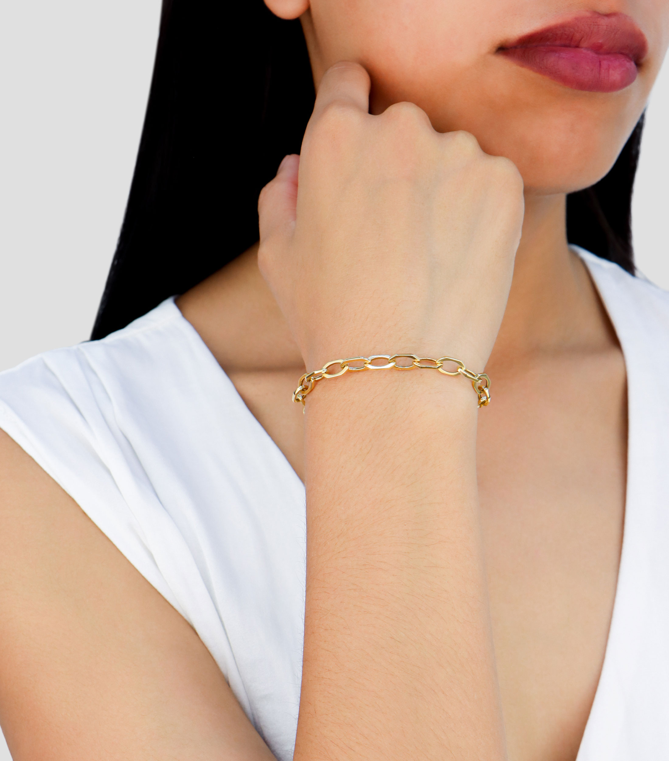 Pulsera en Oro de 14 Kilates con eslabones Mujer