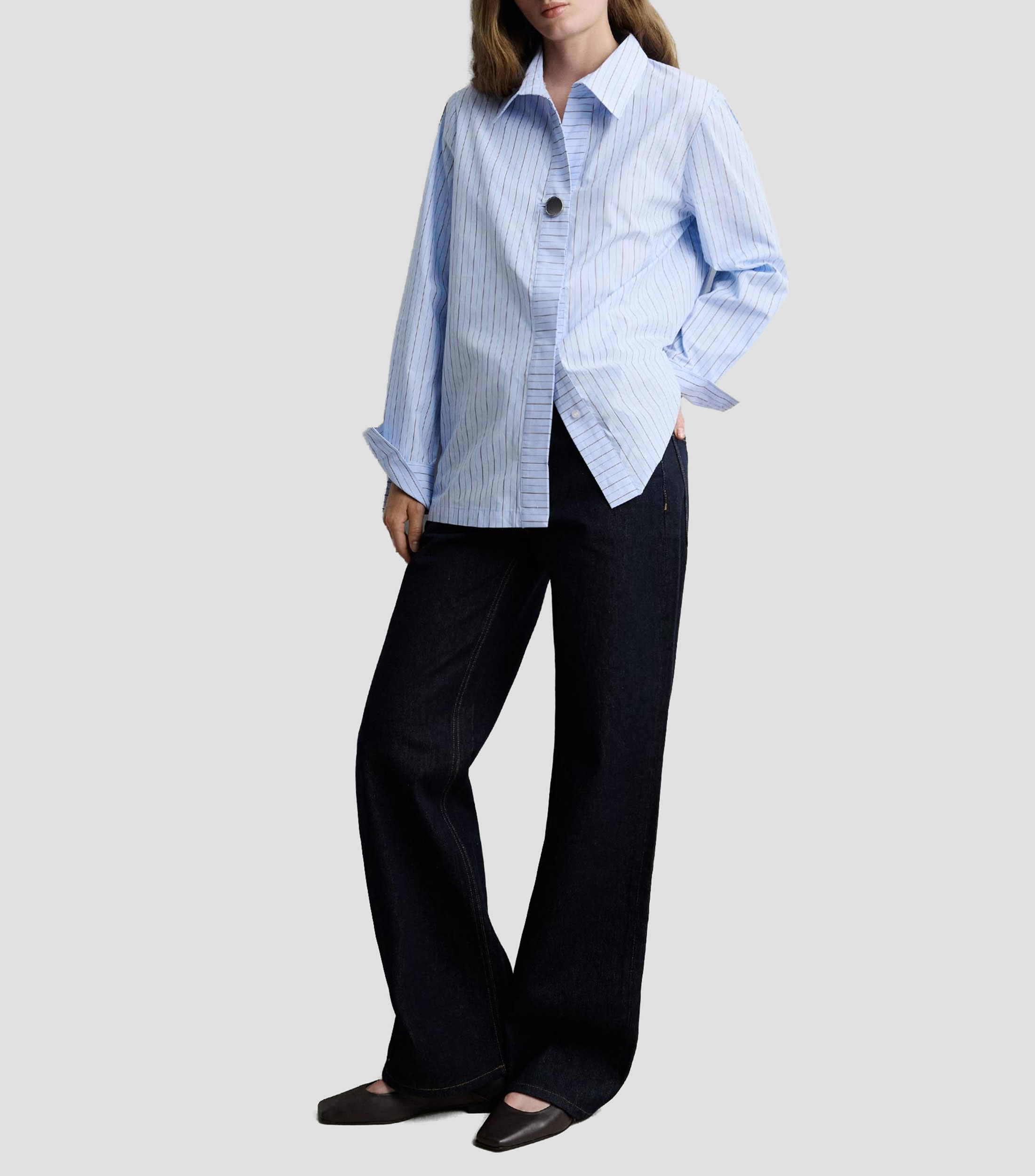 Camisa con rayas manga larga Mujer