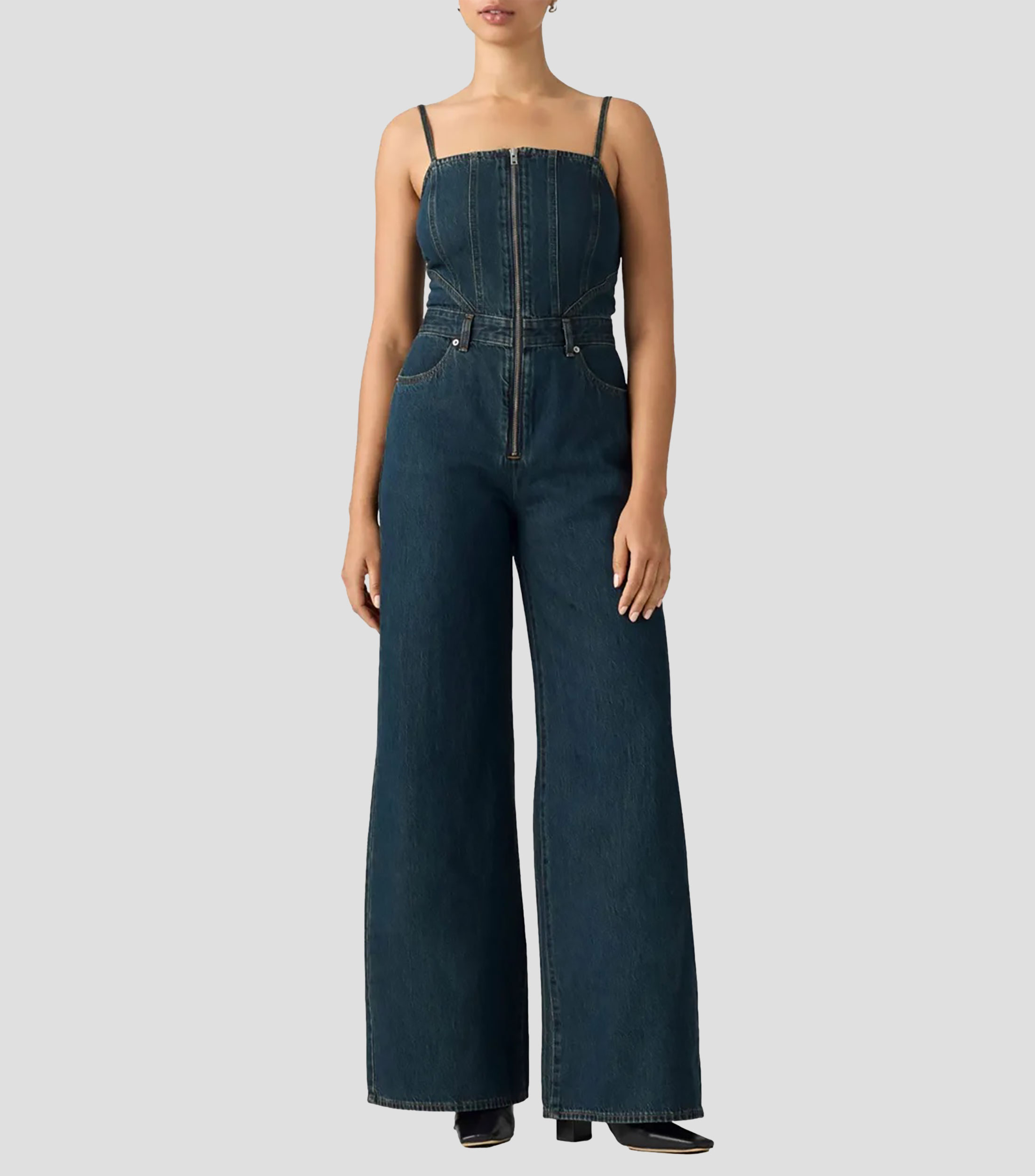 Jumpsuit de mezclilla crote recto Mujer