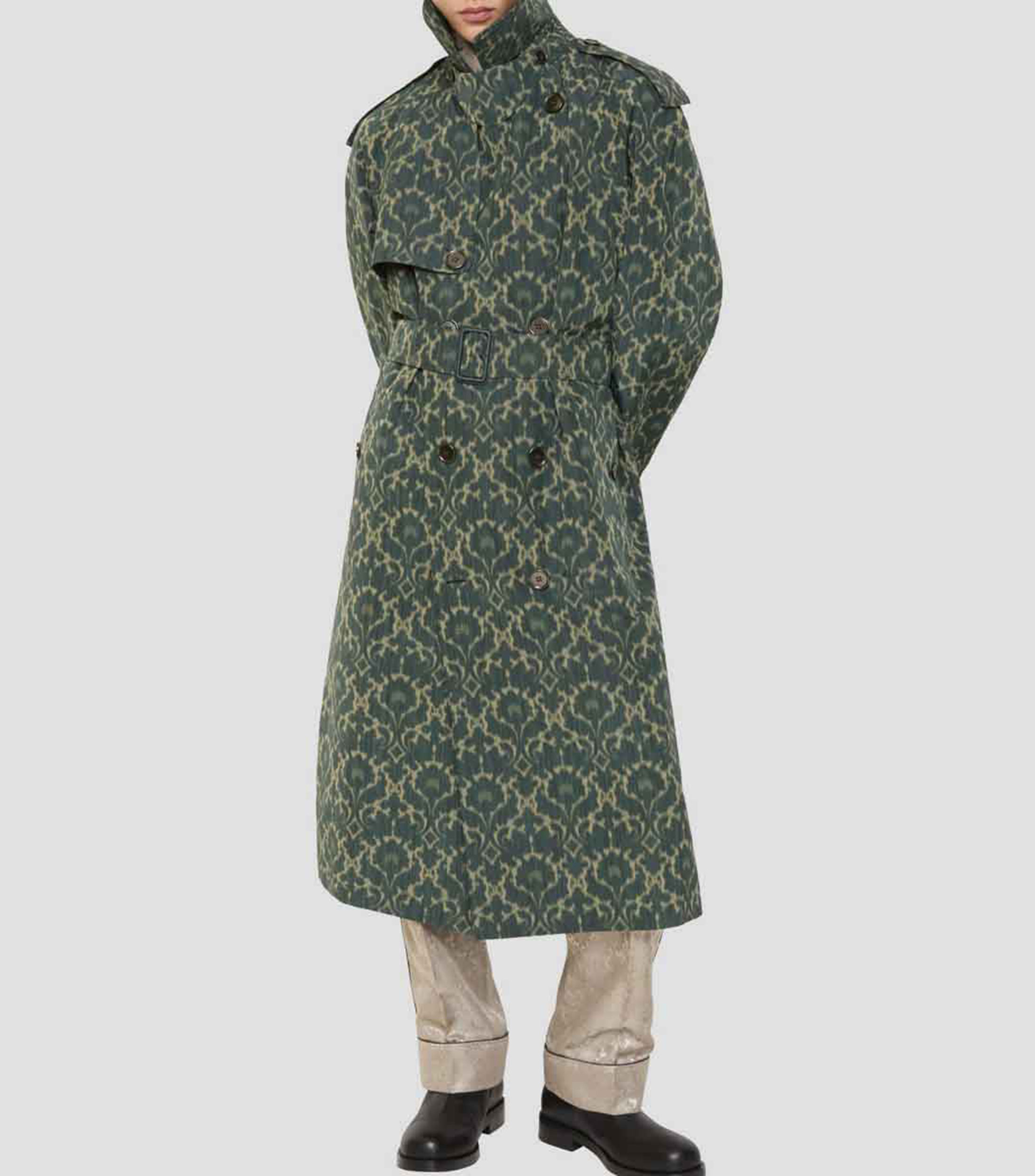 Gabardina larga con botonadura Hombre