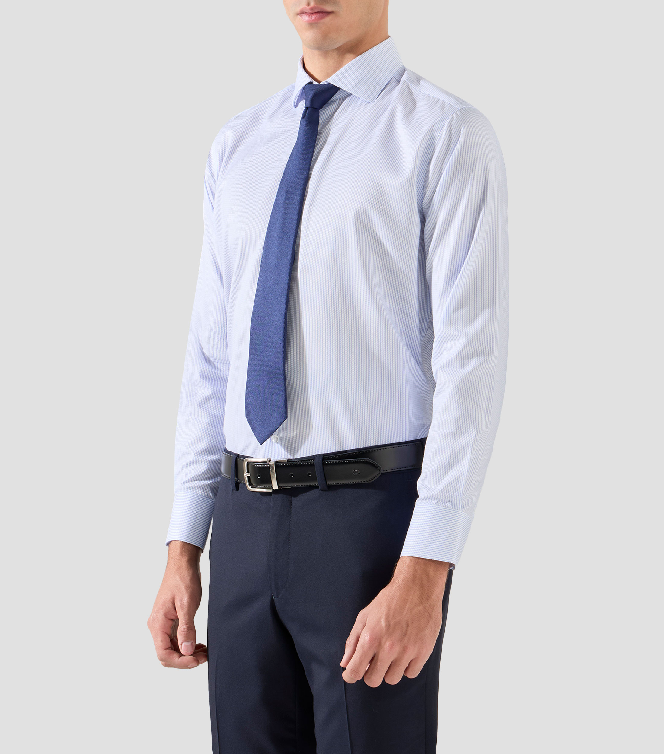 Camisa a rayas manga larga Hombre