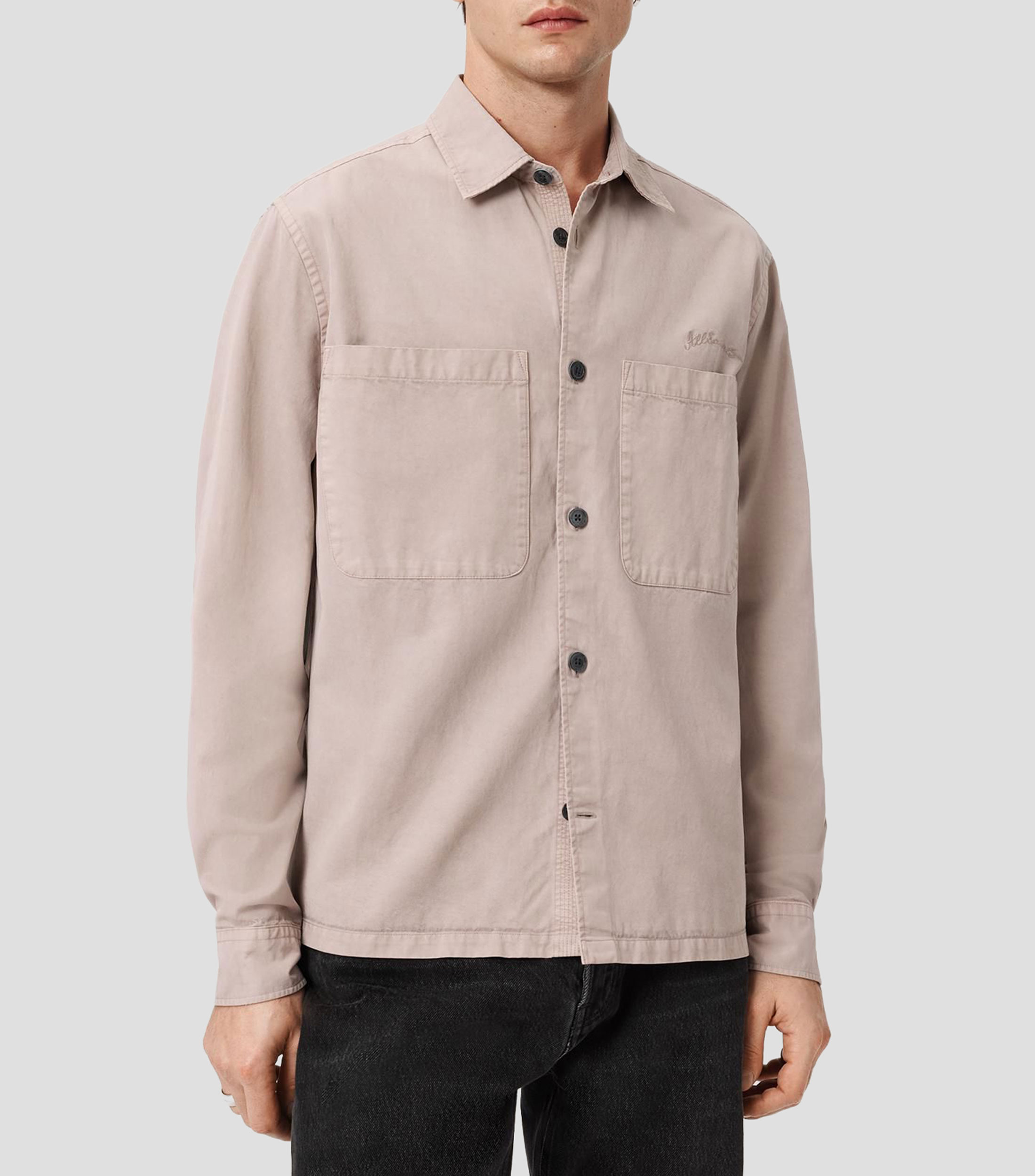 Sobrecamisa lisa con manga larga Hombre