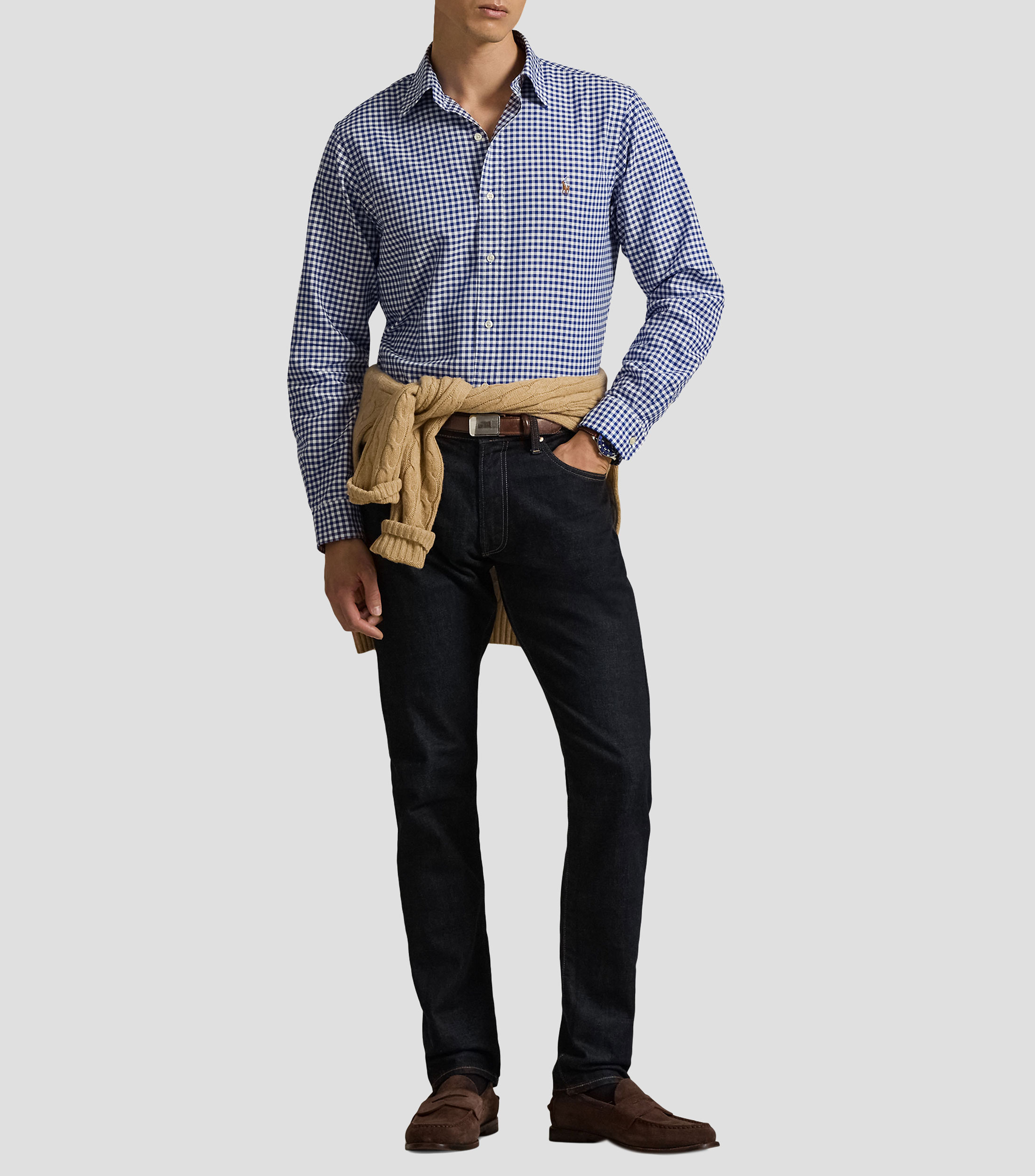 Camisa con cuadros manga larga Hombre