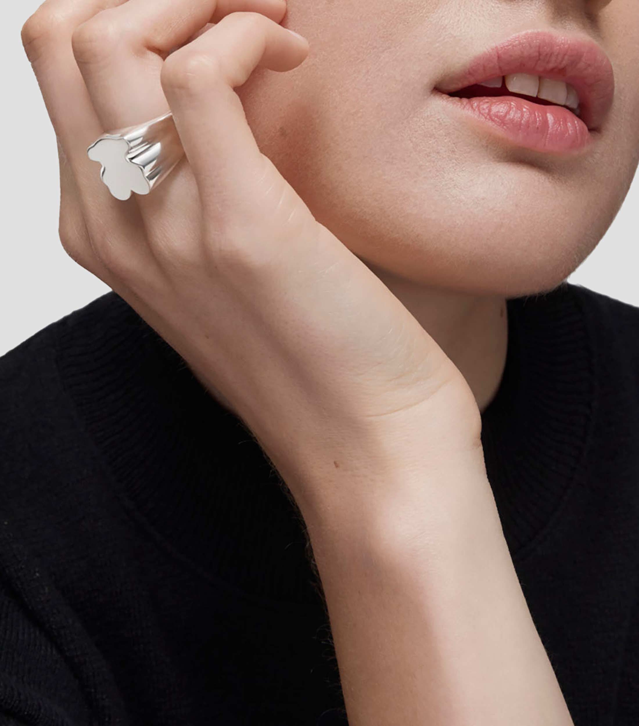 Anillo en plata .925 con silueta de oso Mujer