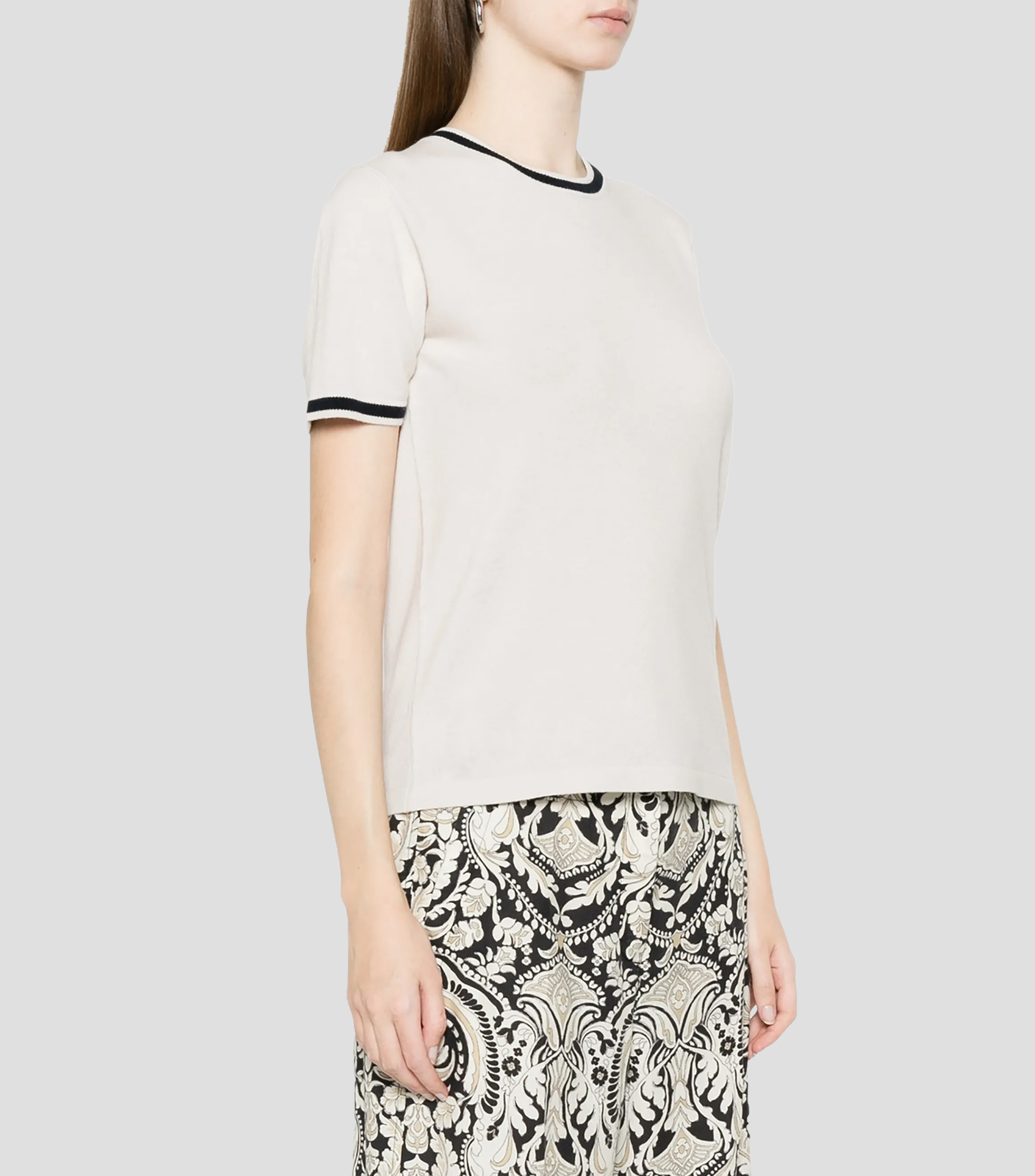 Playera de cuello redondo con manga corta lisa Mujer