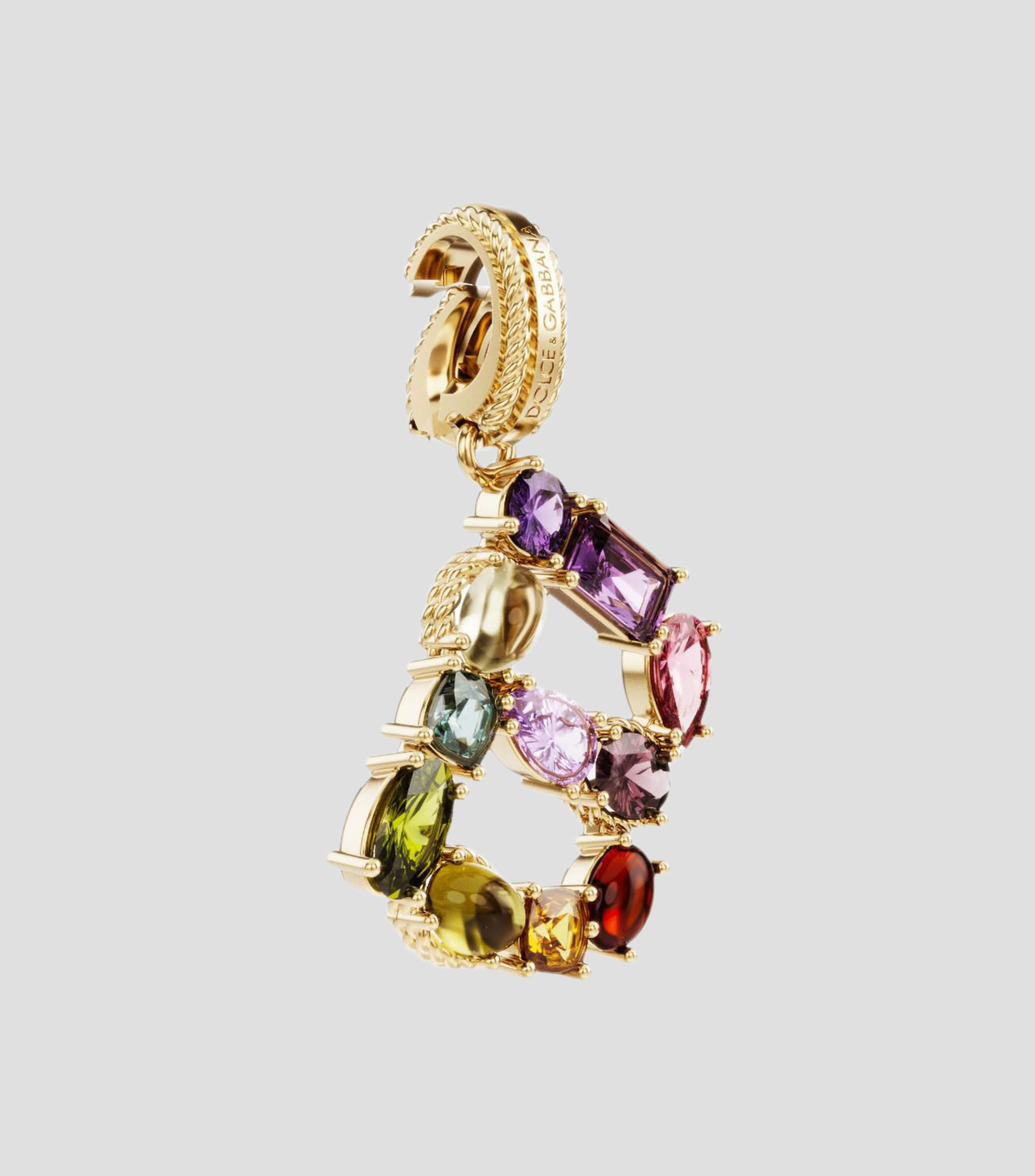 Charm Mini Letra B en Oro de 18 Kilates con gemas naturales Mujer