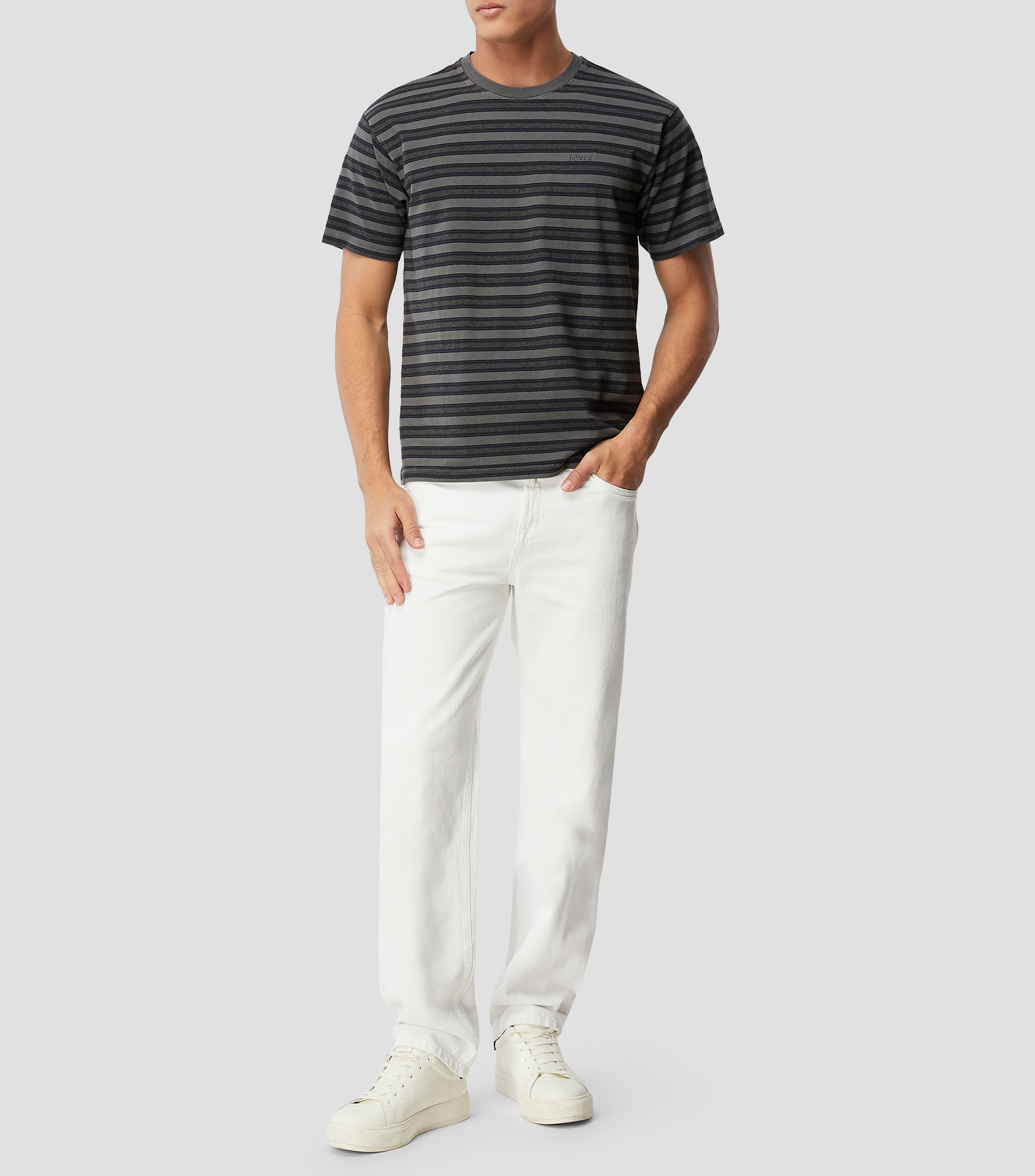 Playera cuello redondo manga corta a rayas Hombre