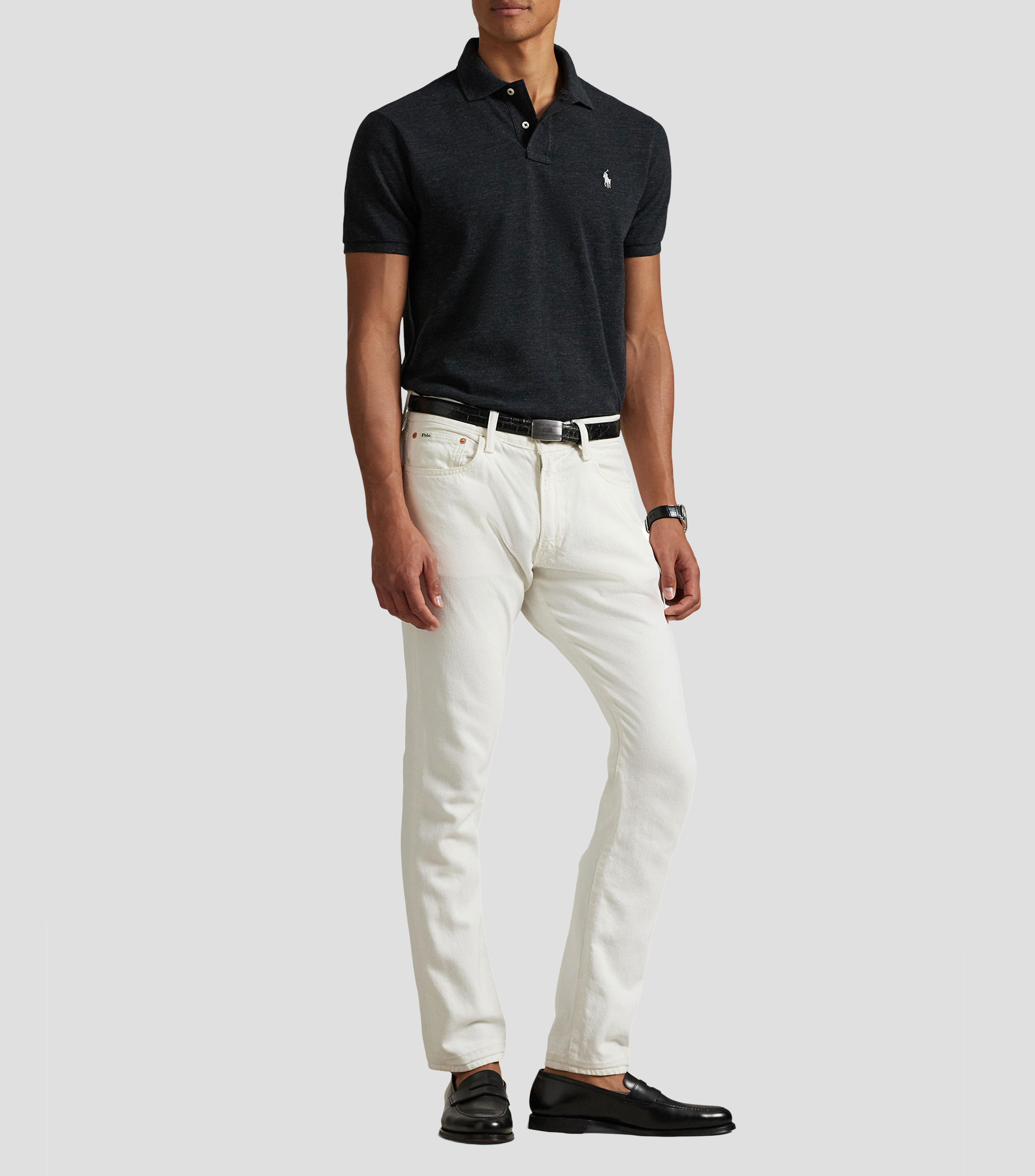 Playera tipo polo manga corta jaspeada Hombre