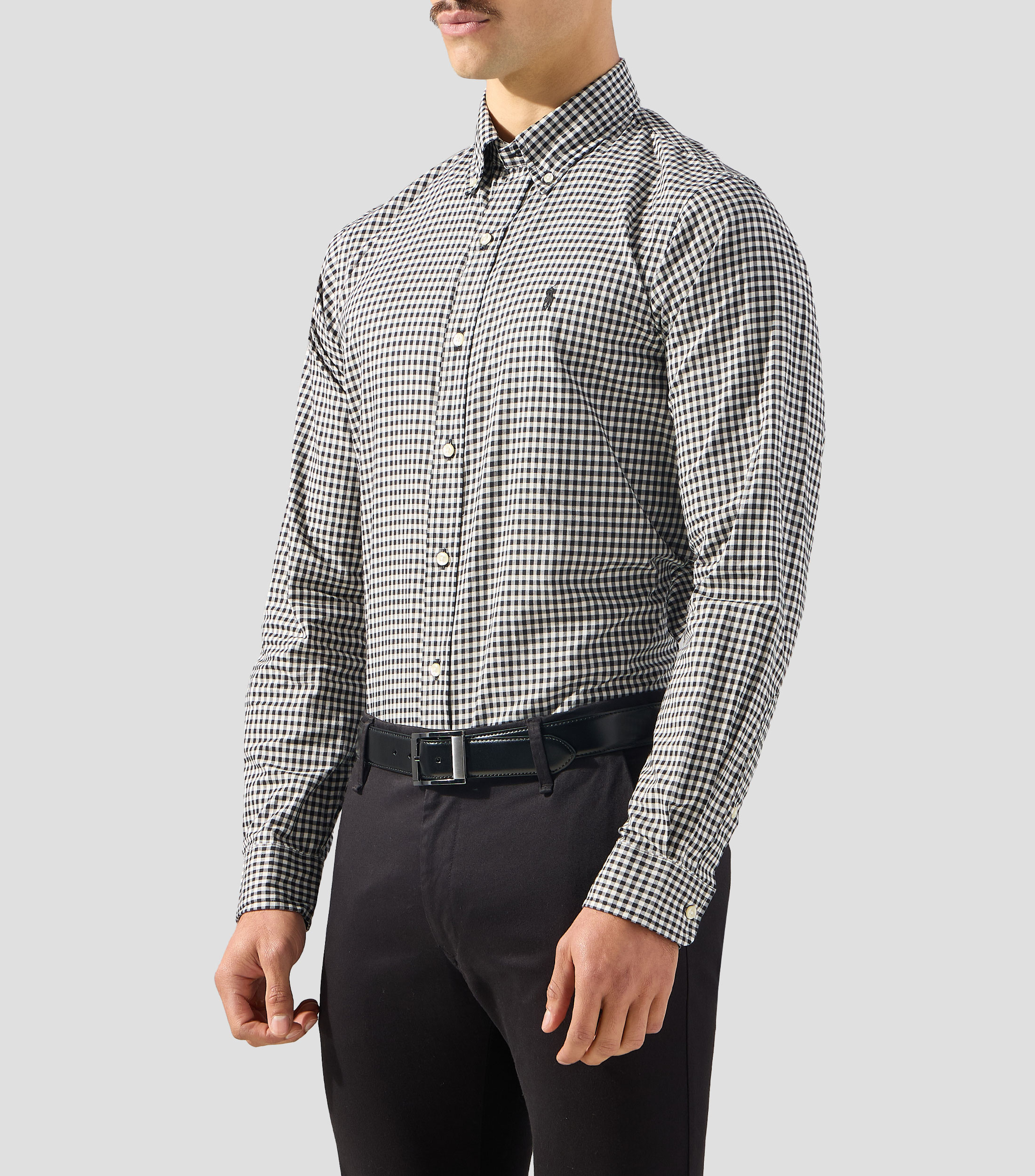 Camisa con cuadros manga larga Hombre