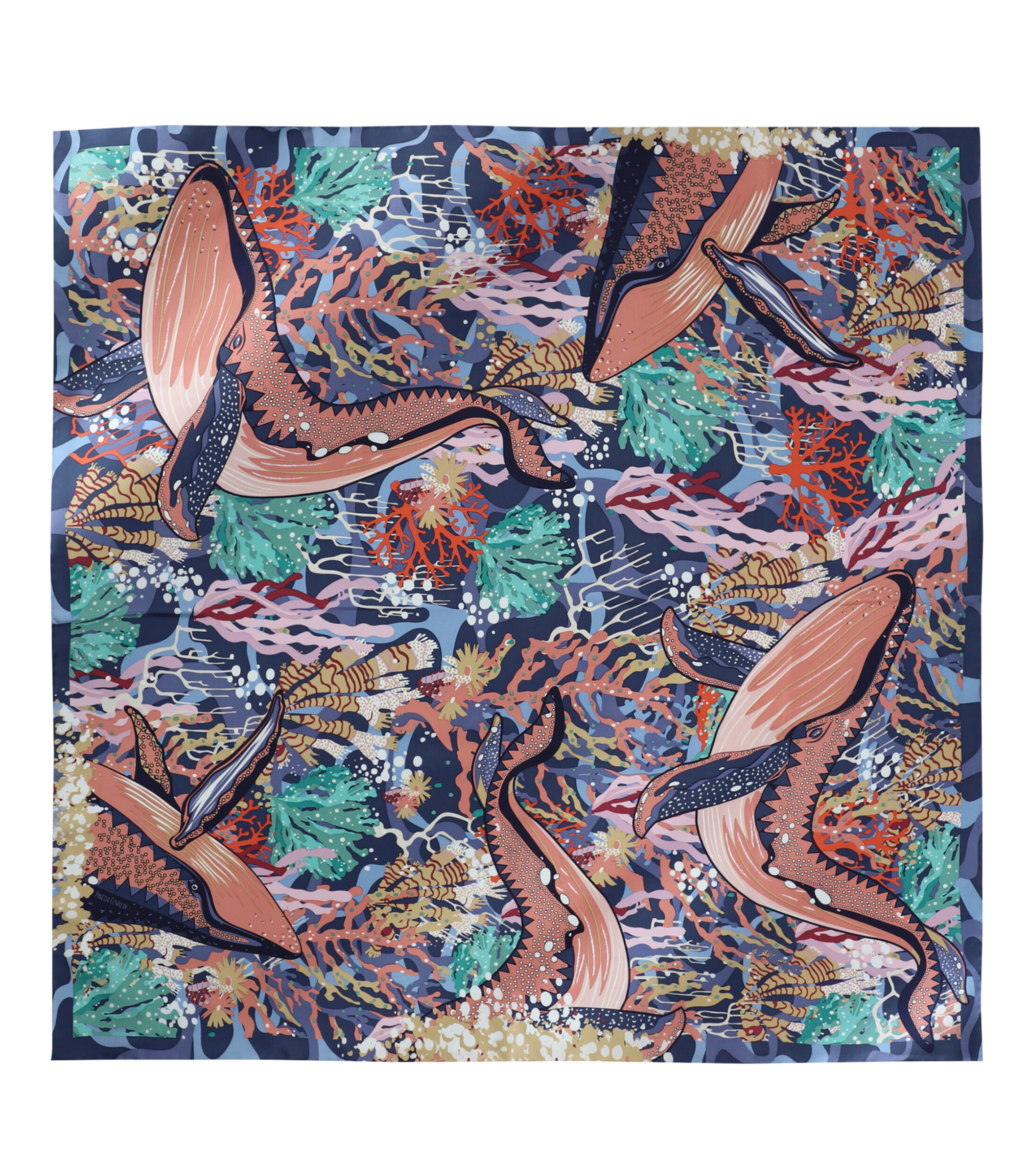 Mascada multicolor con ballenas Mujer