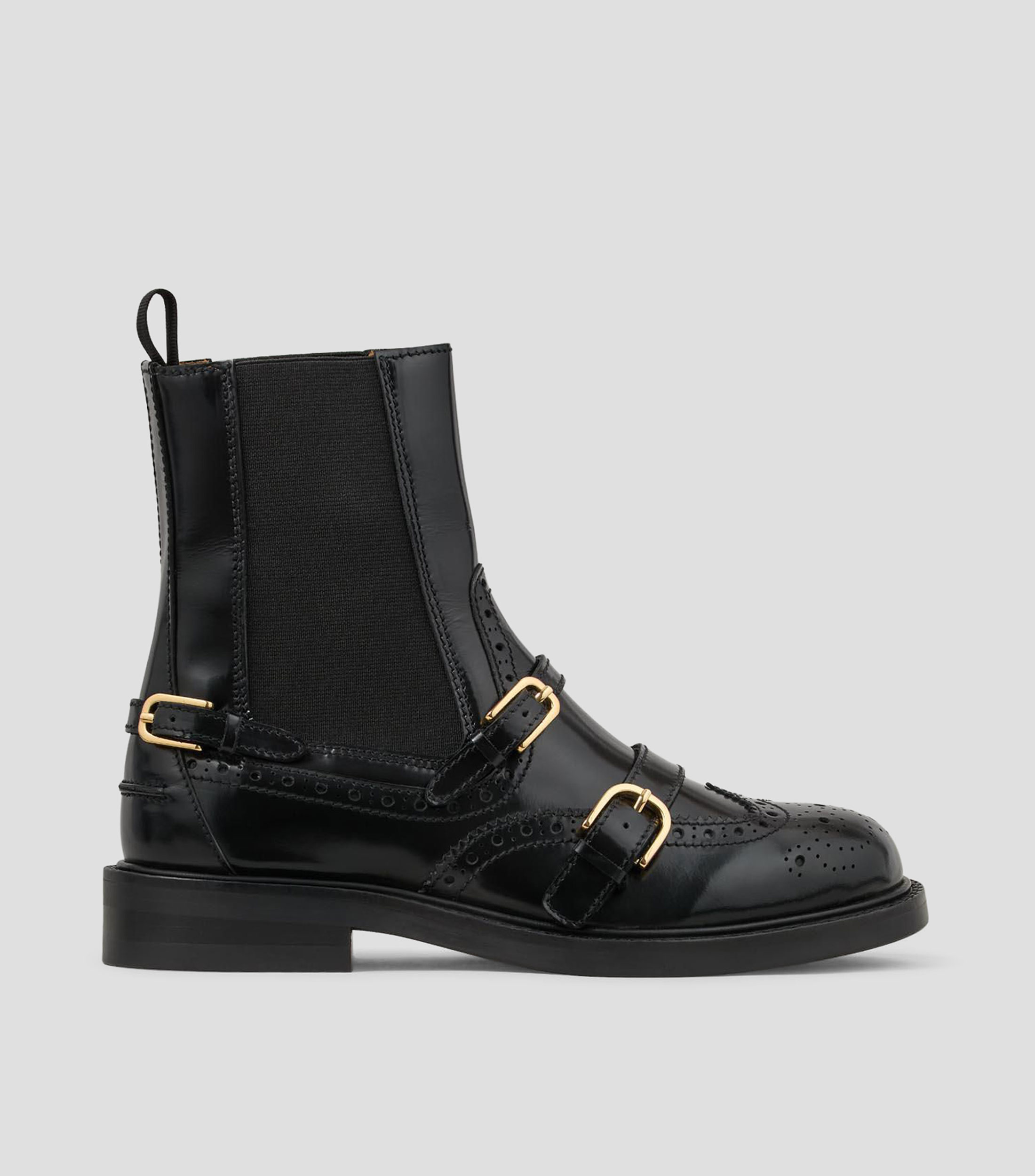 Botas chelsea cortas en piel con tacón bajo cuadrado Mujer