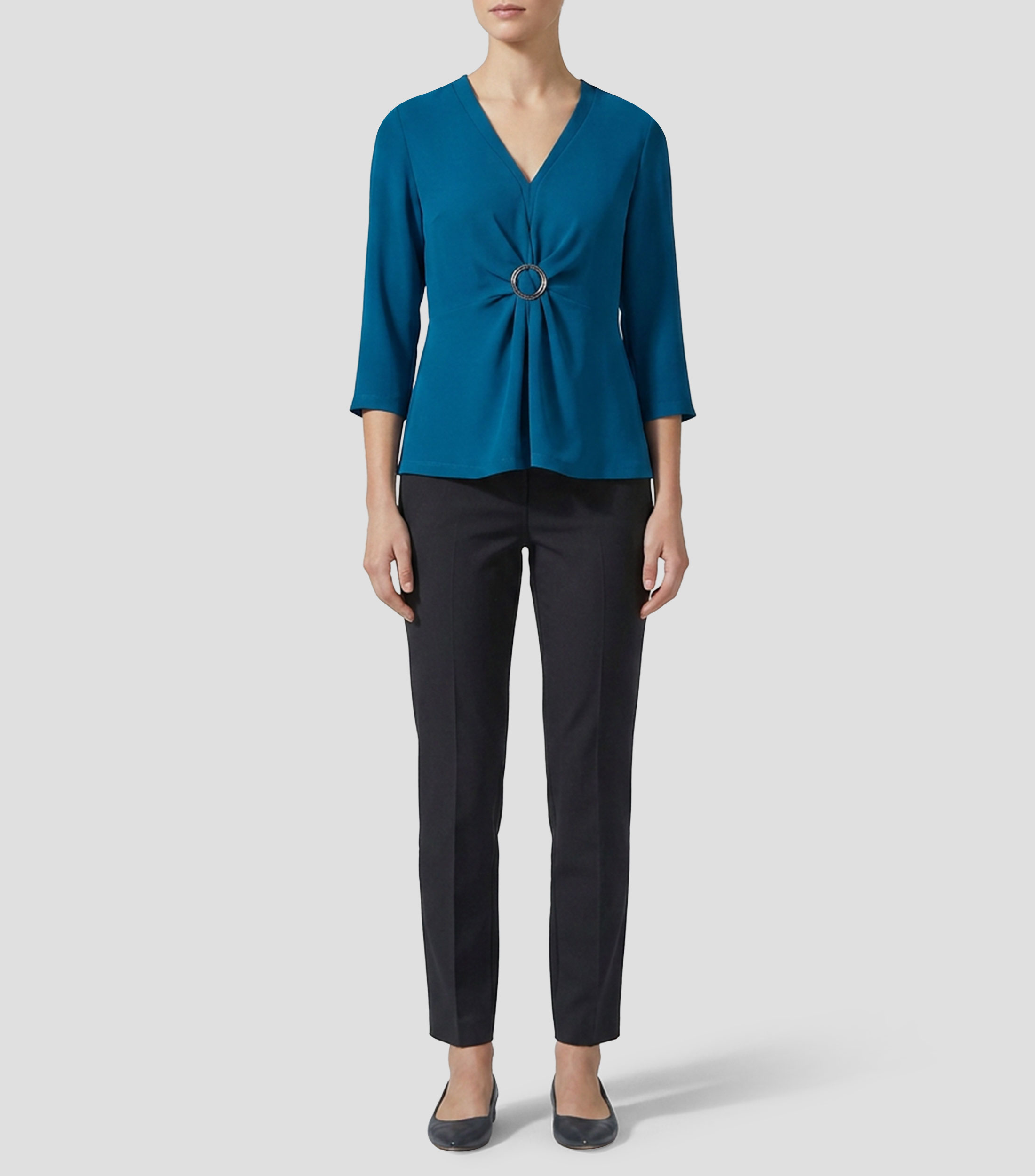 Blusa lisa manga larga Mujer