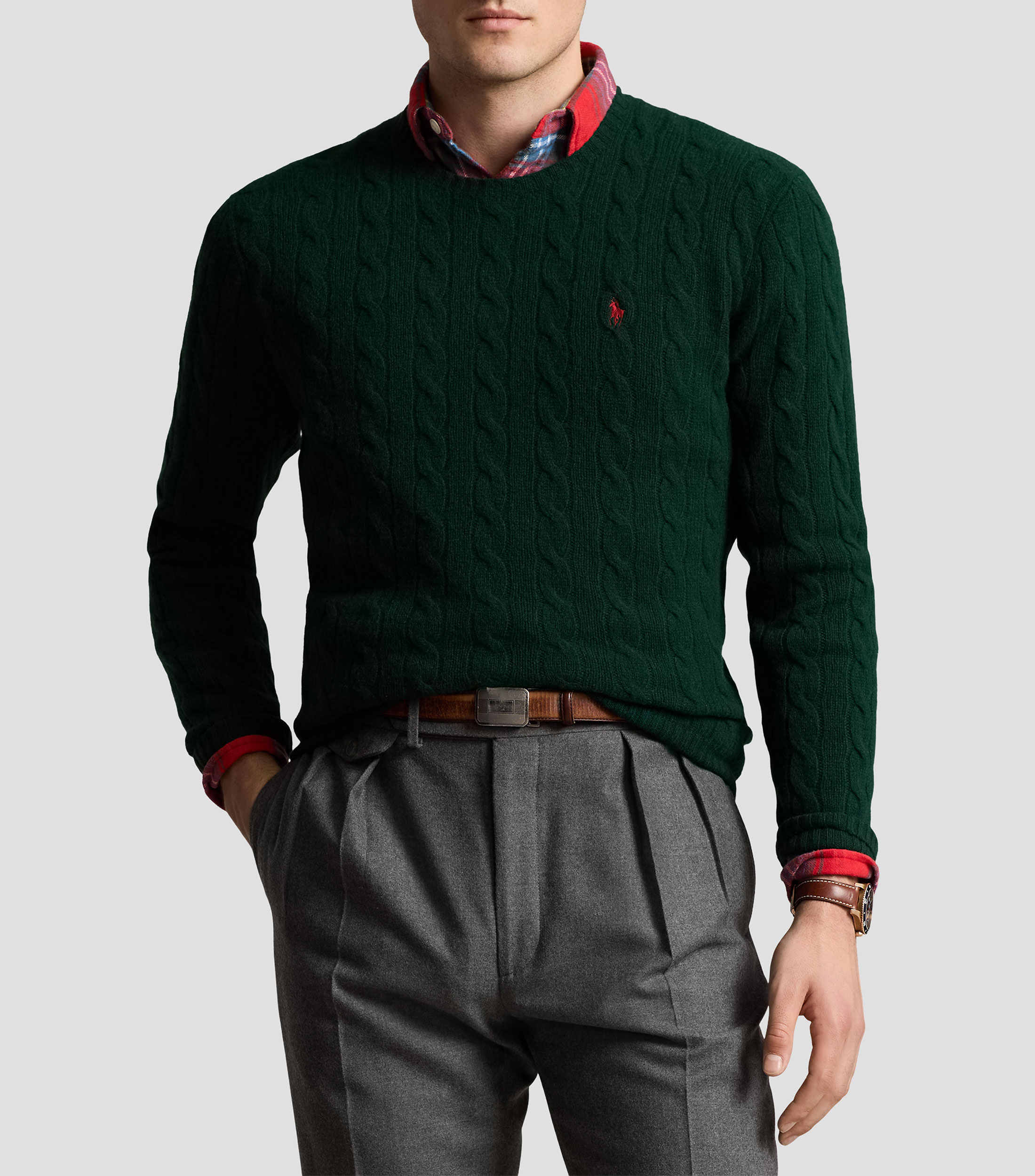 Suéter cuello redondo liso Hombre