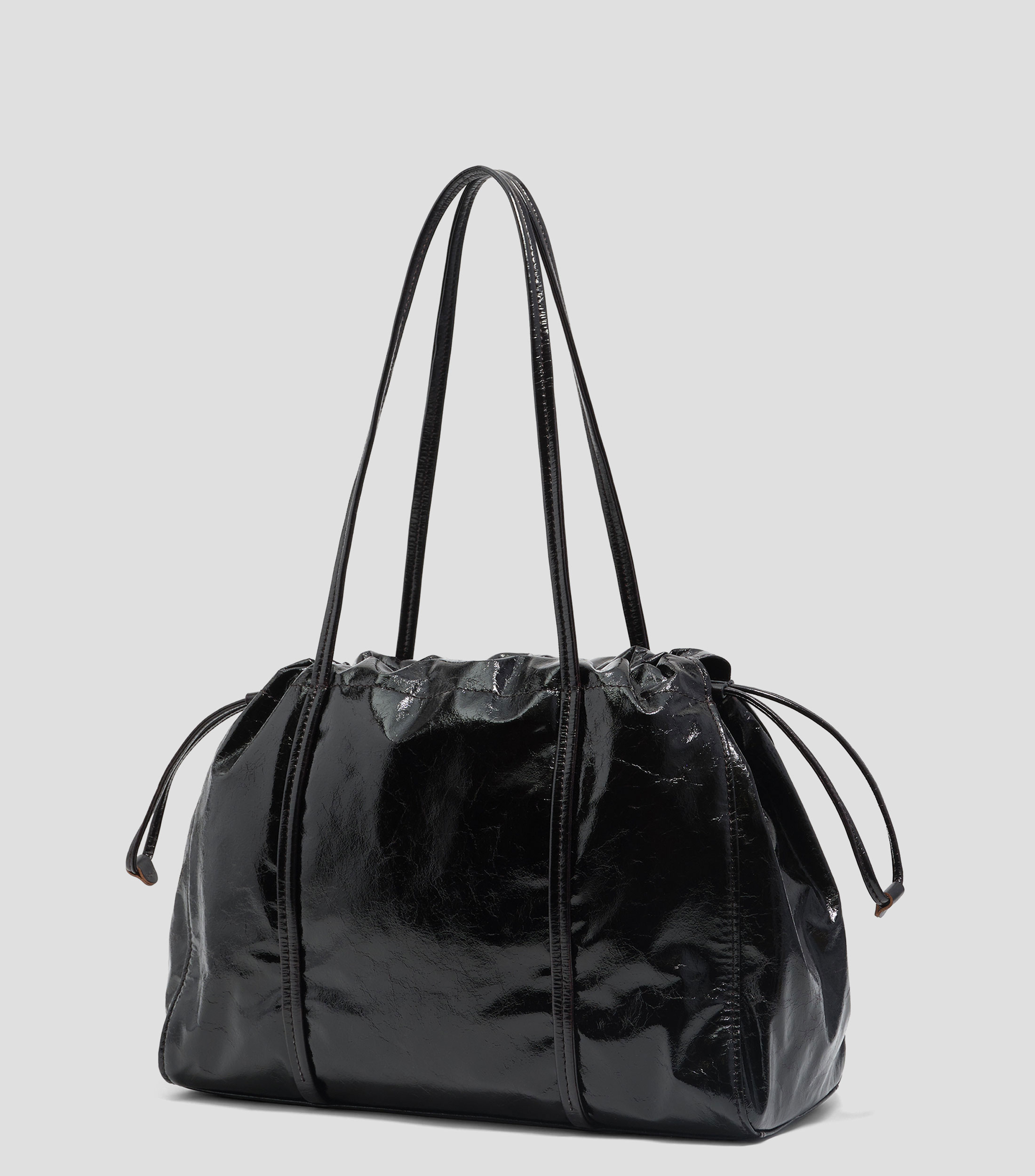Bolsa shoulder grande nylon laminado berenjena Mujer