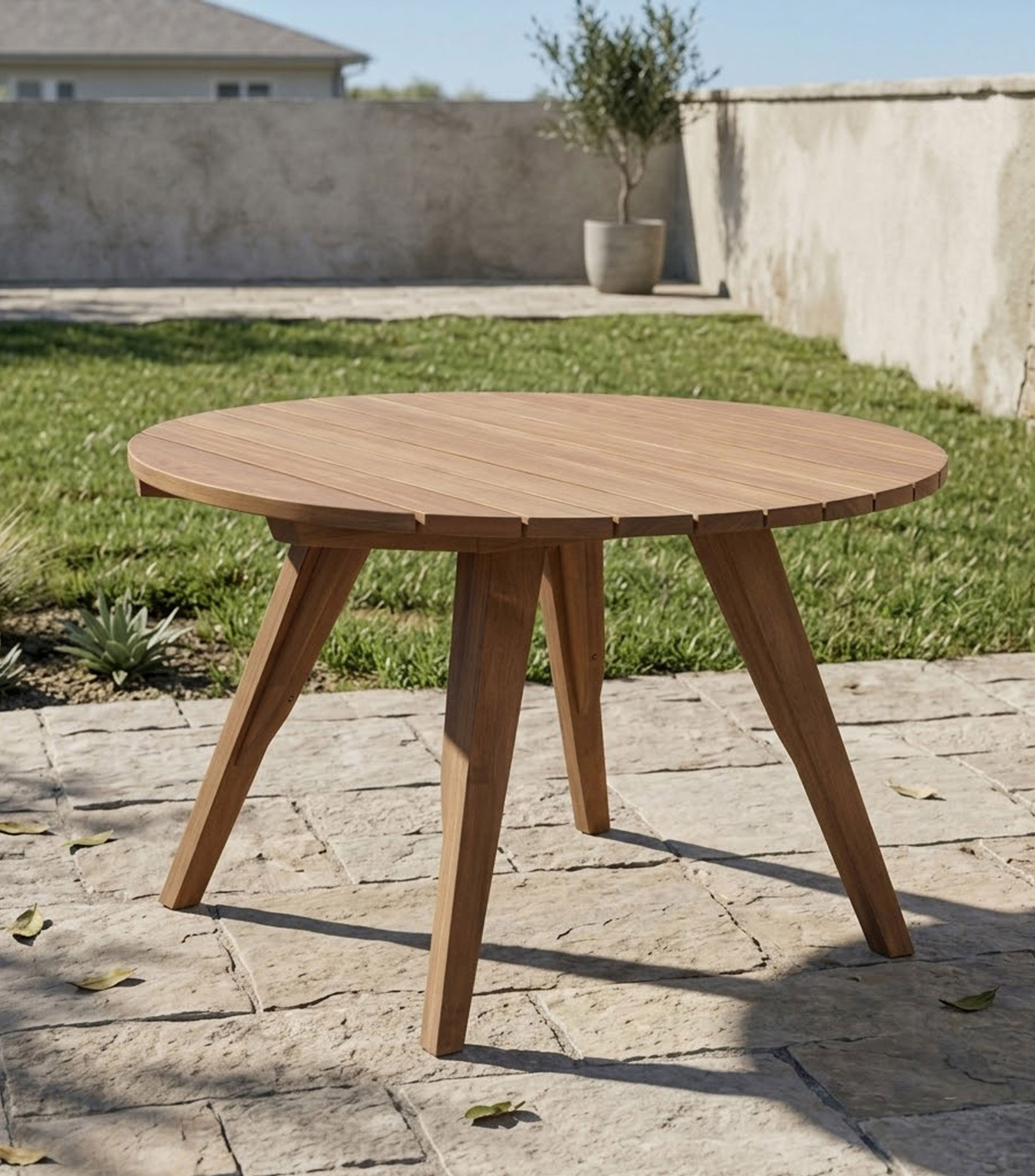 Mesa para Exterior redonda Timbó en madera
