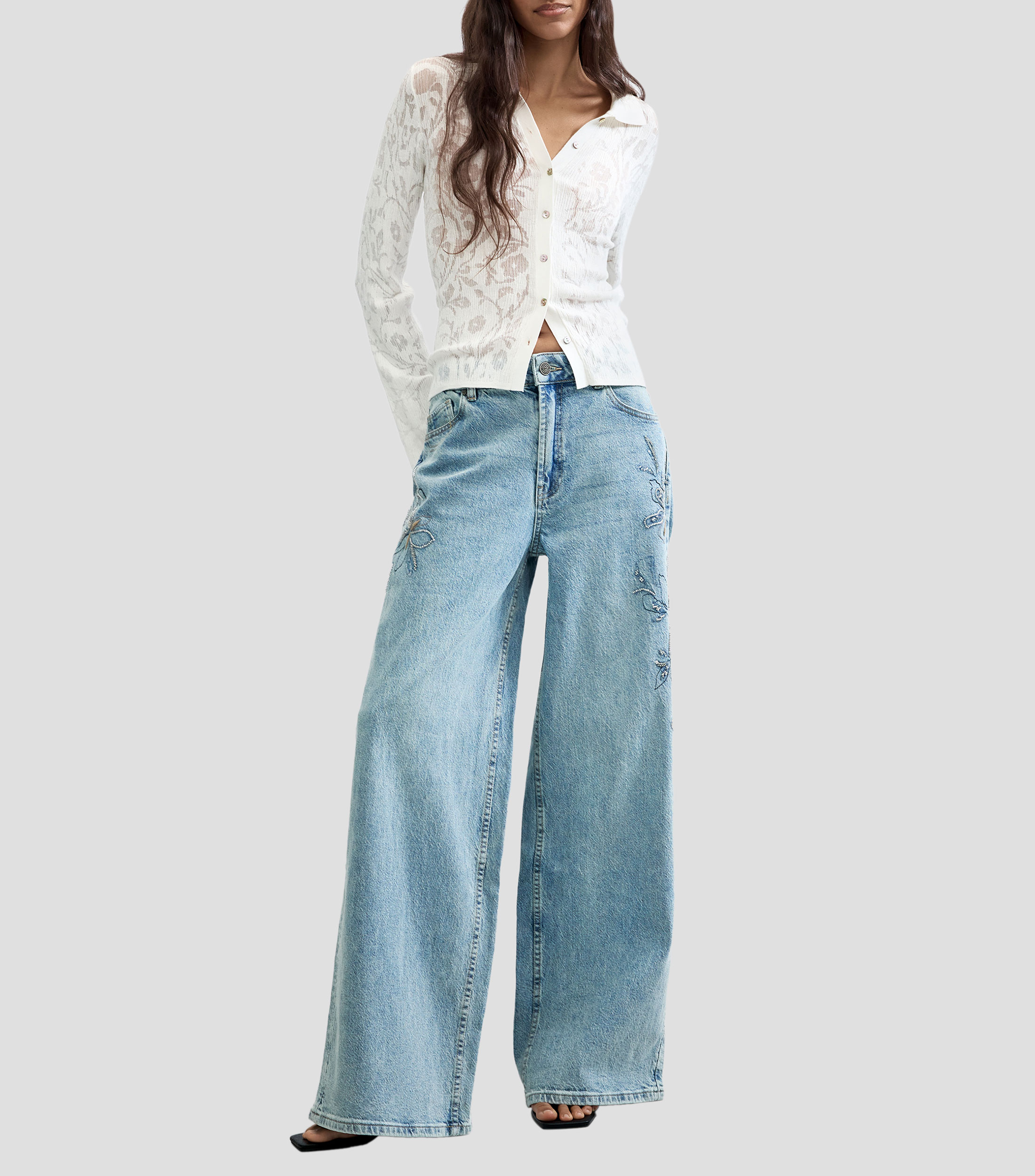 Pantalón Vaquero Wideleg Mujer