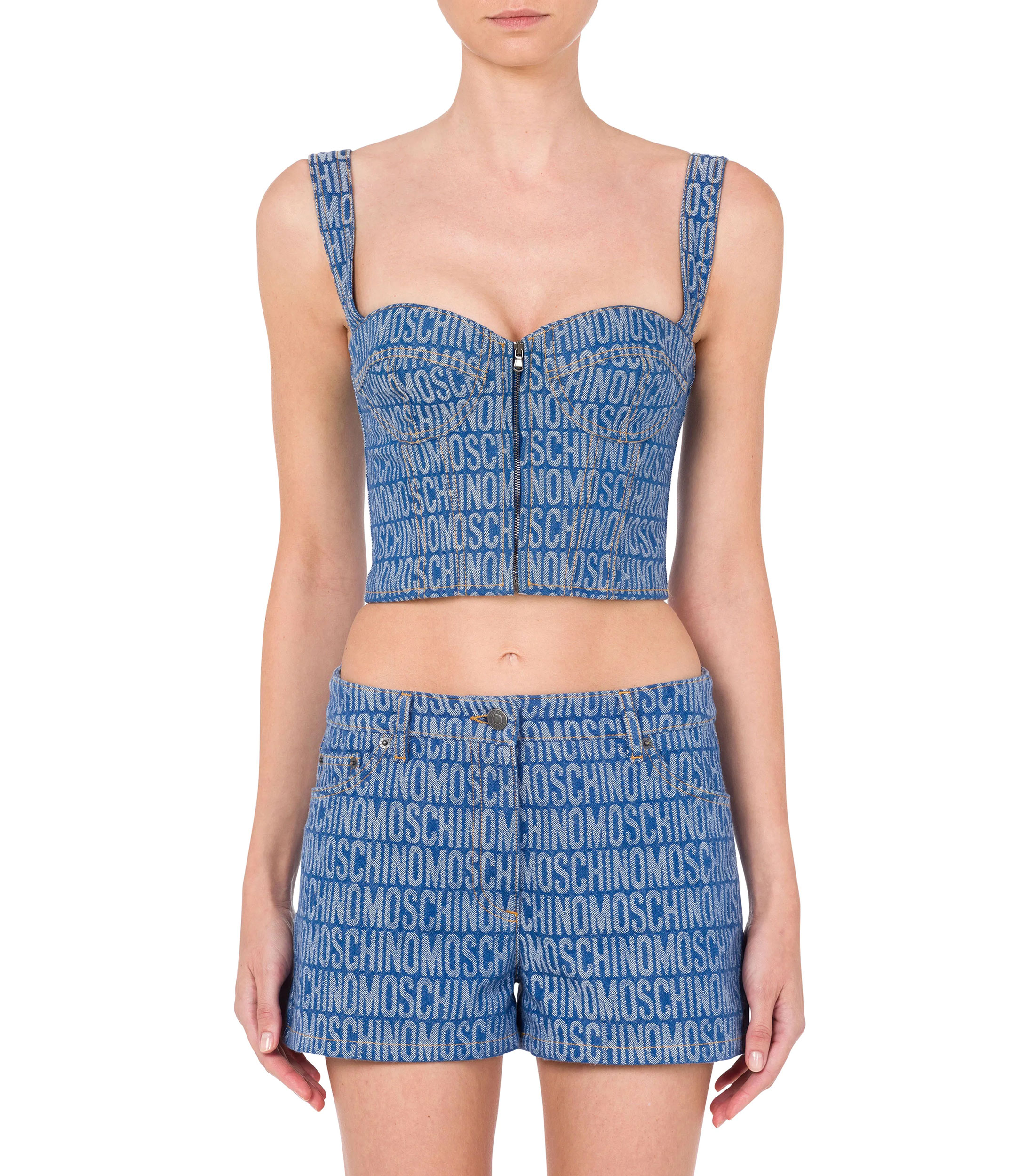 Parche Bordado Mano Love Moschino Vestido Mujer - Sin Mangas, Algodón, Corte Relajado Parche Bordado Moschino