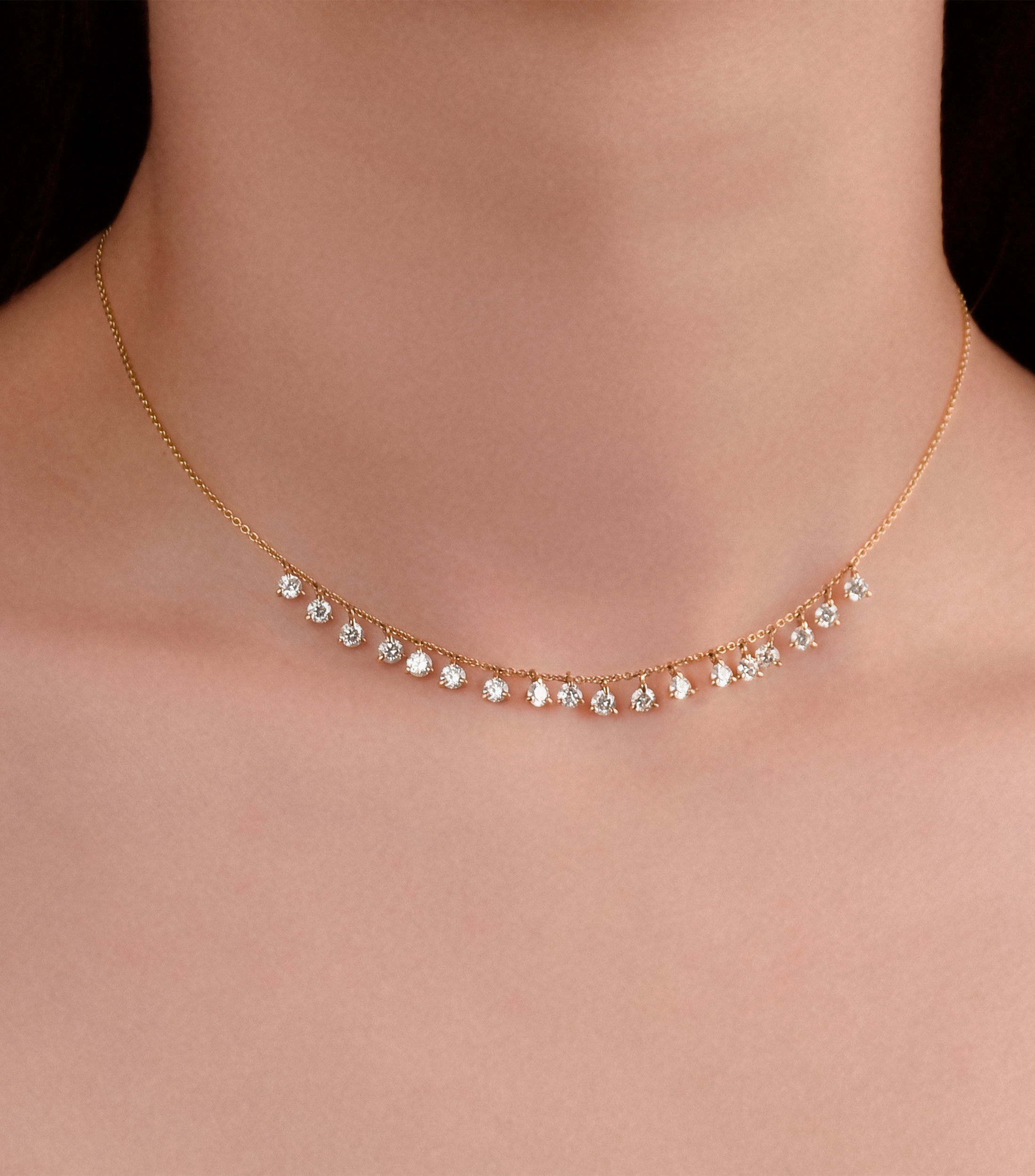 Gargantilla en oro amarillo de 14 kilates con diamantes Mujer