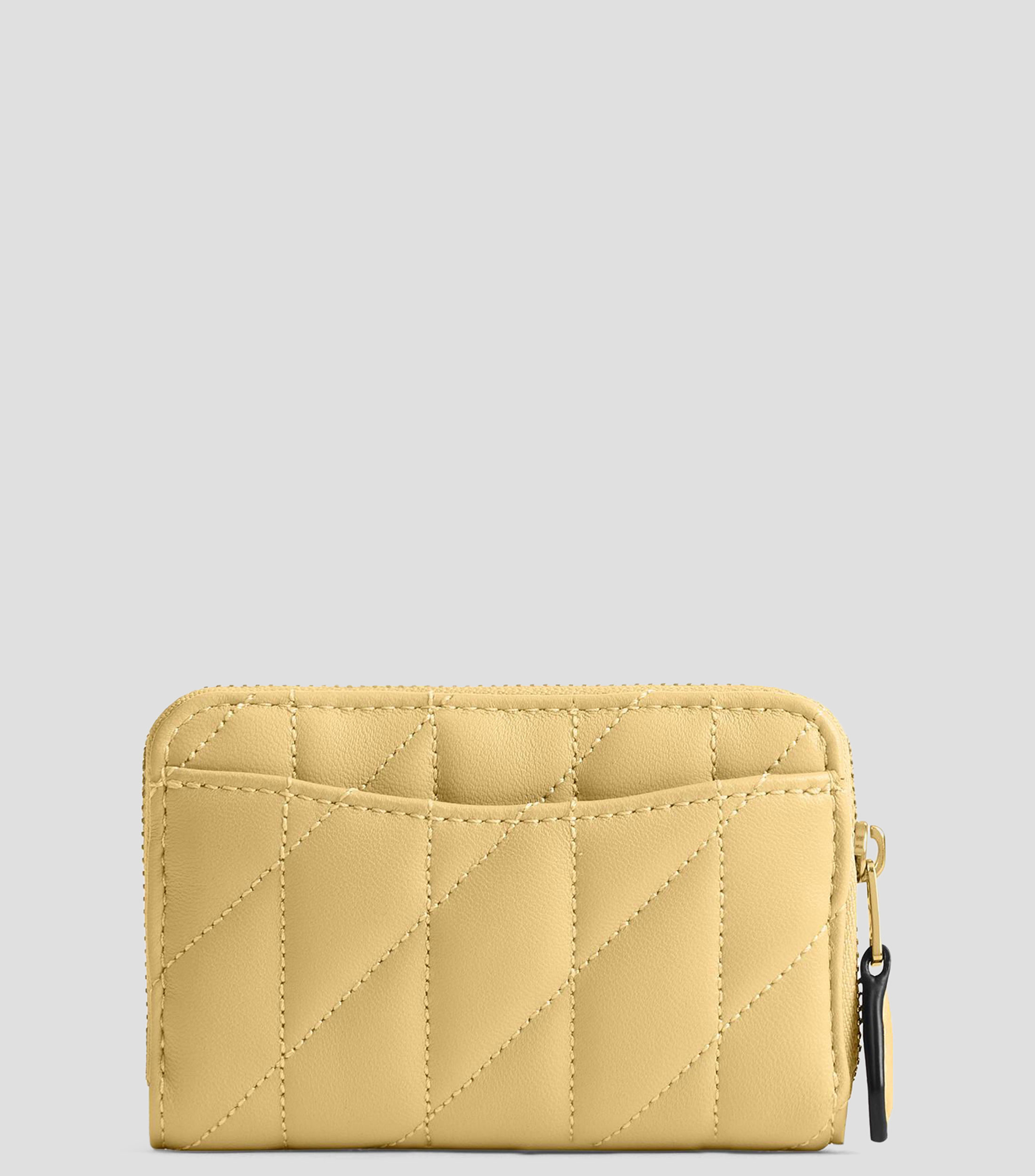 Cartera en cuero acolchado Small Zip lisa Mujer
