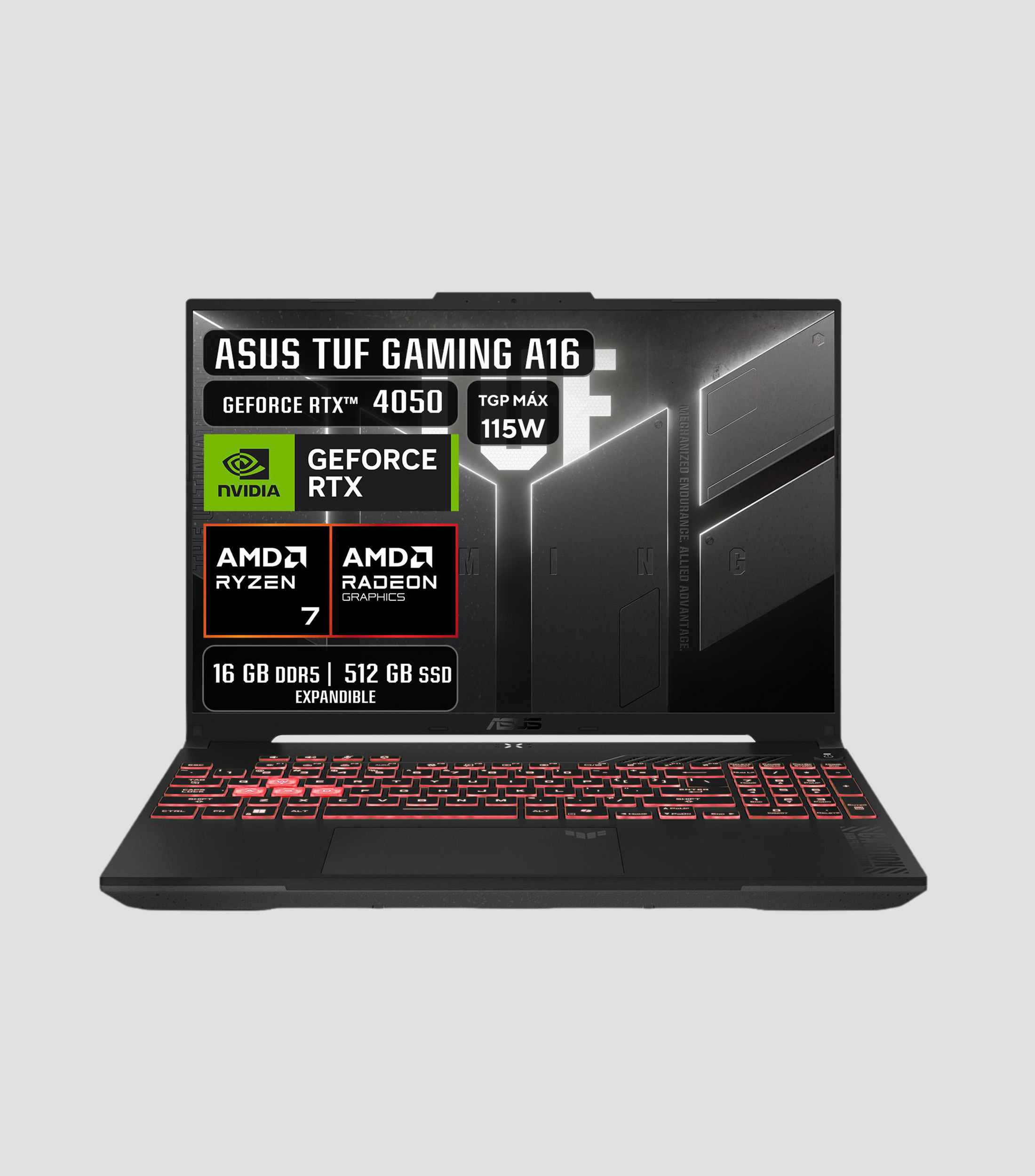 Laptop TUF FA607NUQ-RL038W R7, 16", AMD Ryzen 7 170, 16 GB, SSD 512 GB