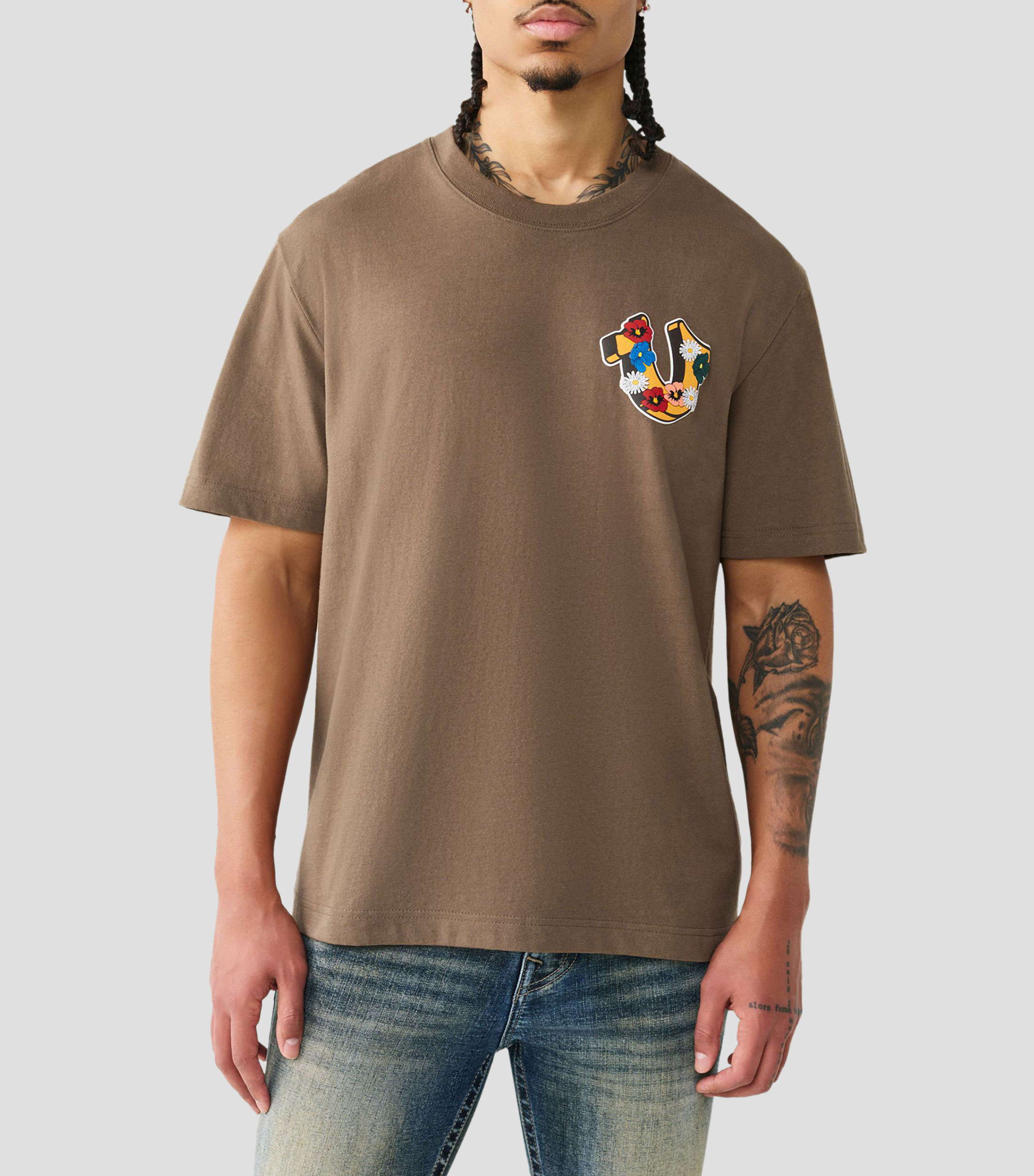 Playera cuello redondo manga corta estampada Hombre