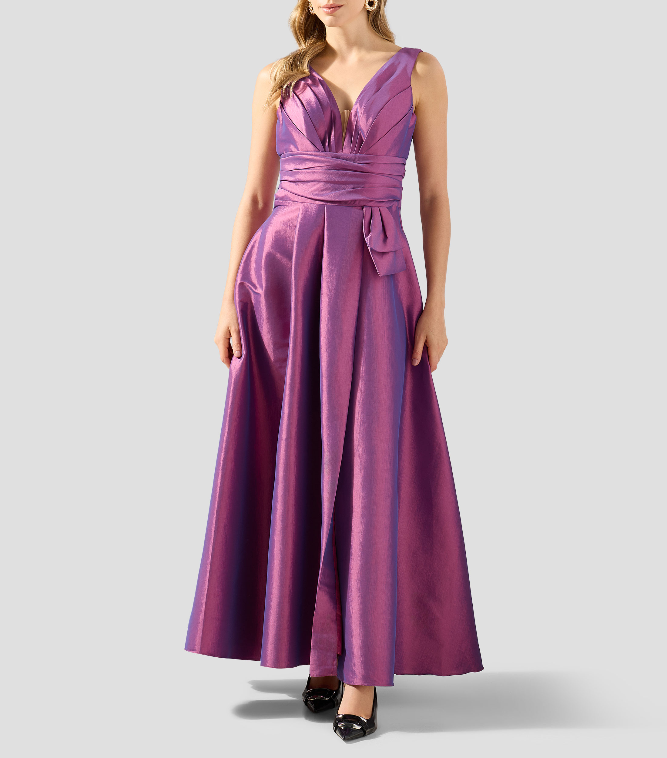 Vestido de fiesta largo liso Mujer