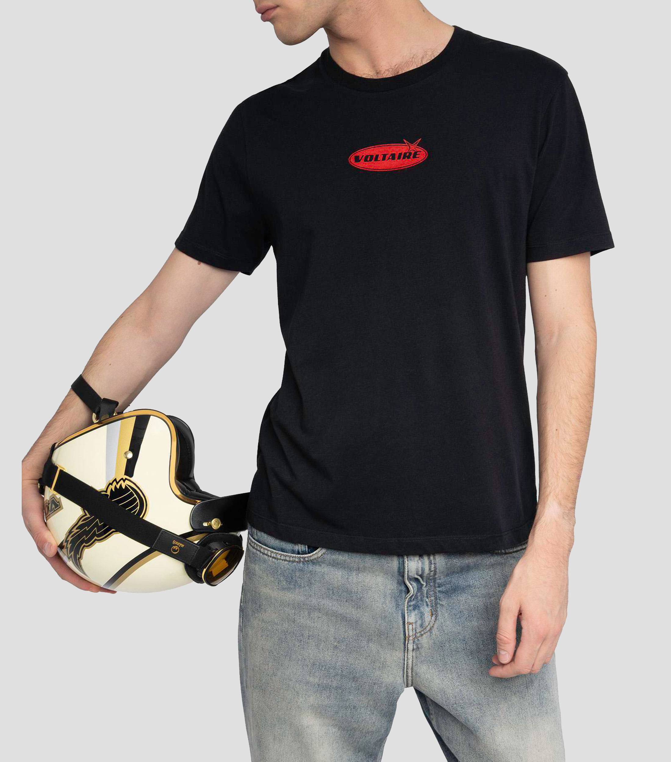 Playera de cuello redondo y manga corta con diseño estampado Hombre