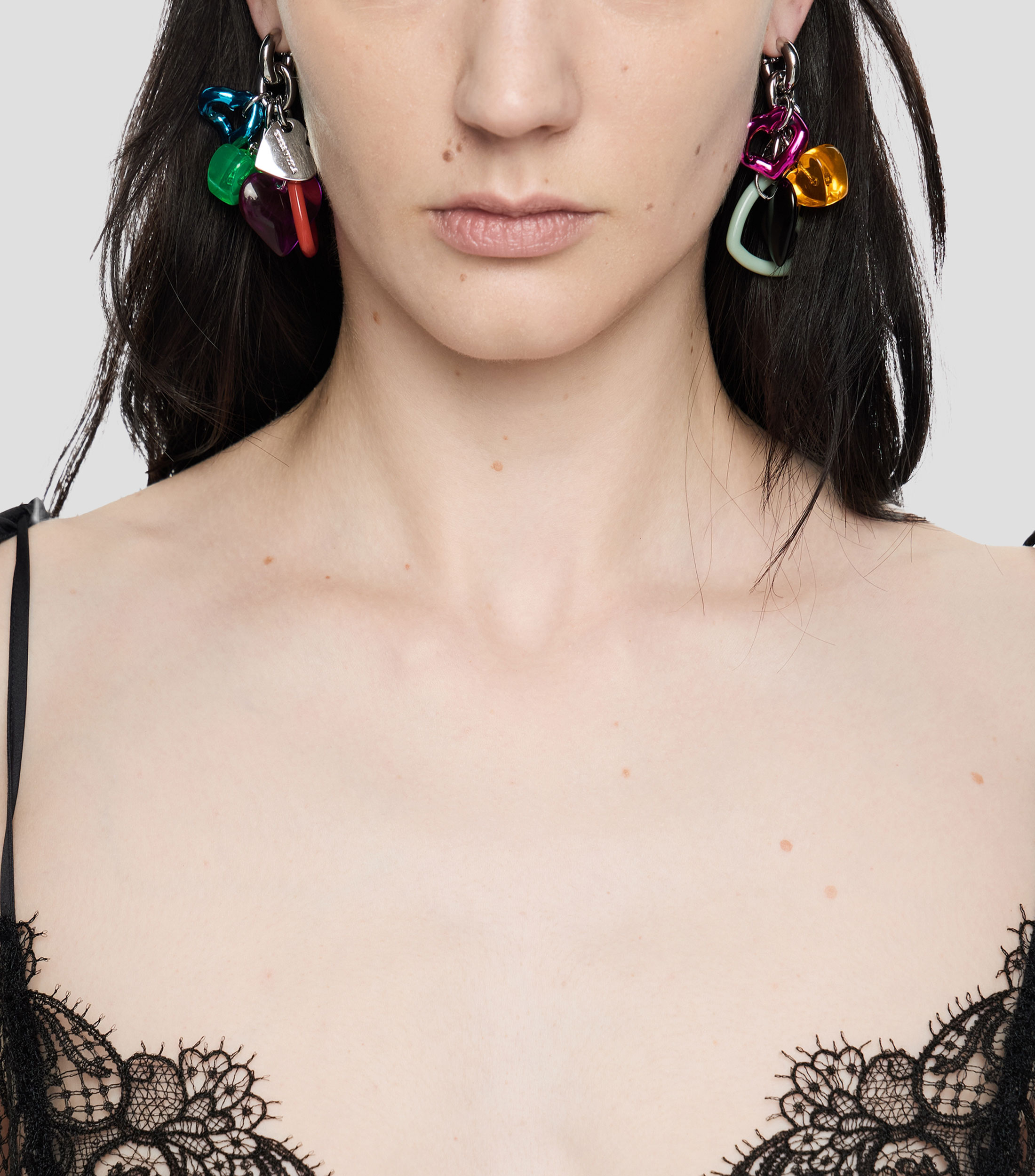 Aretes corazones multicolores Mujer