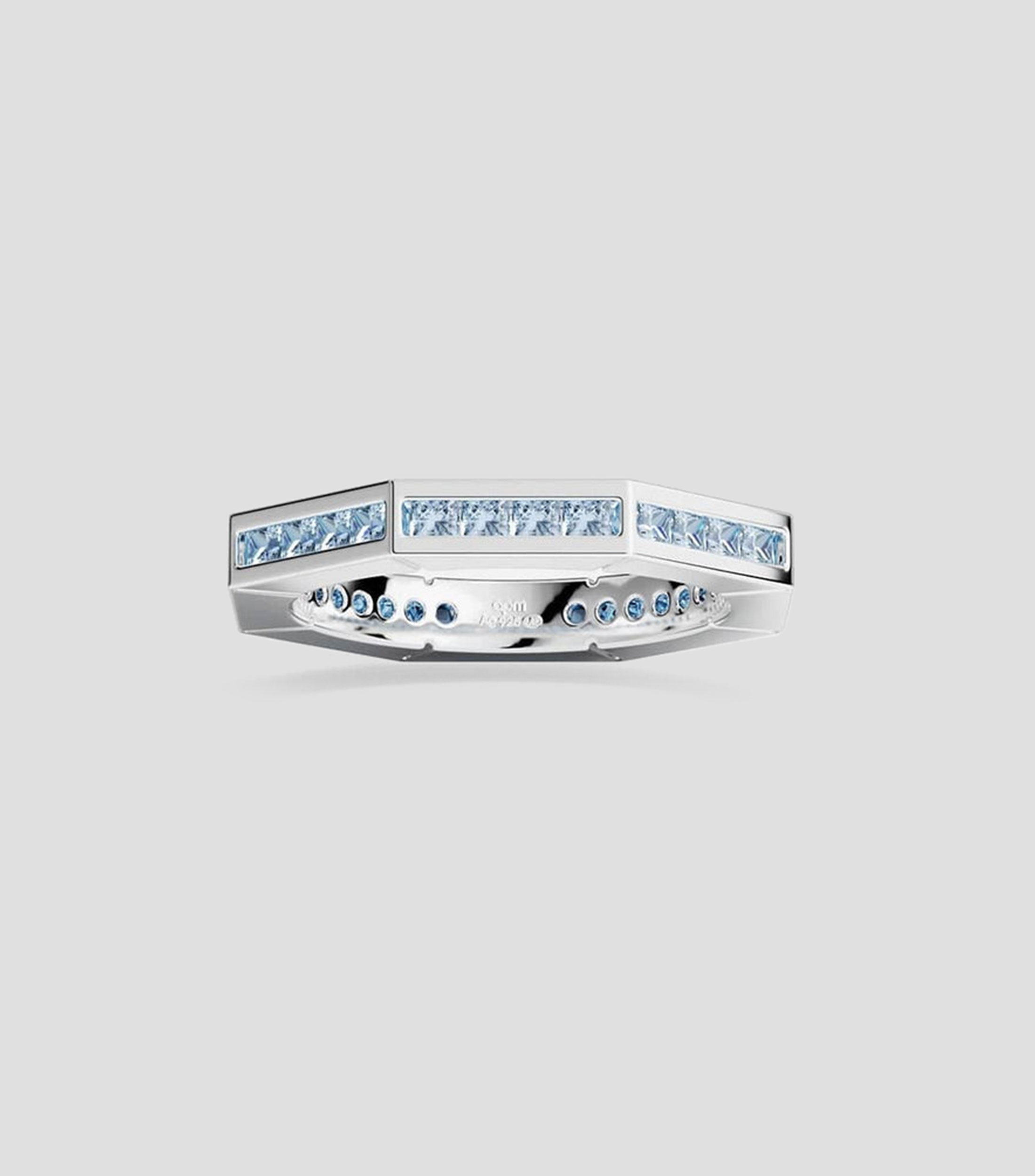 Anillo en plata .925 Printemps incrustaciones de zirconia cúbica azul Mujer