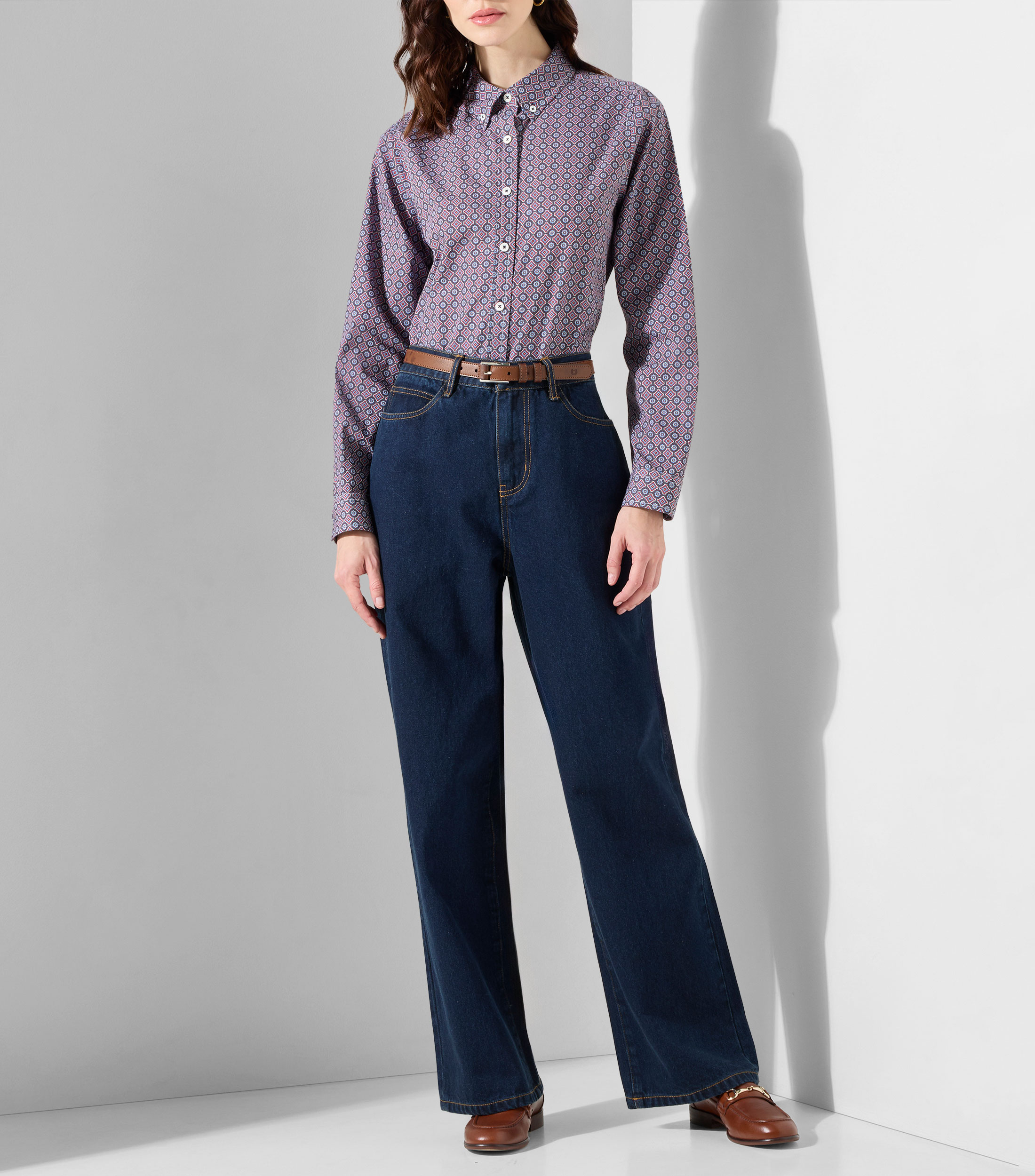 Camisa estampada con manga larga Mujer