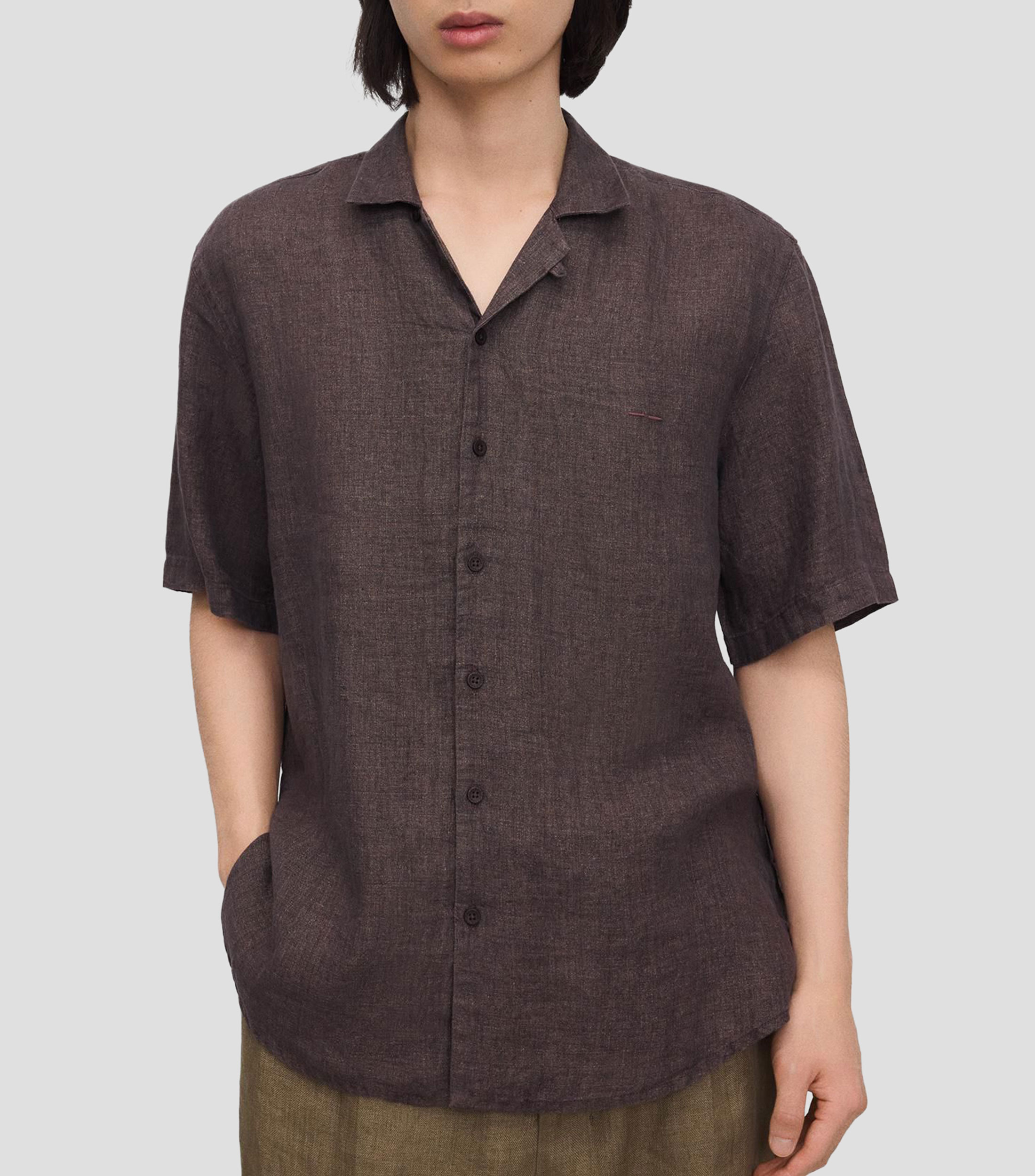 Camisa jaspeada manga corta Hombre