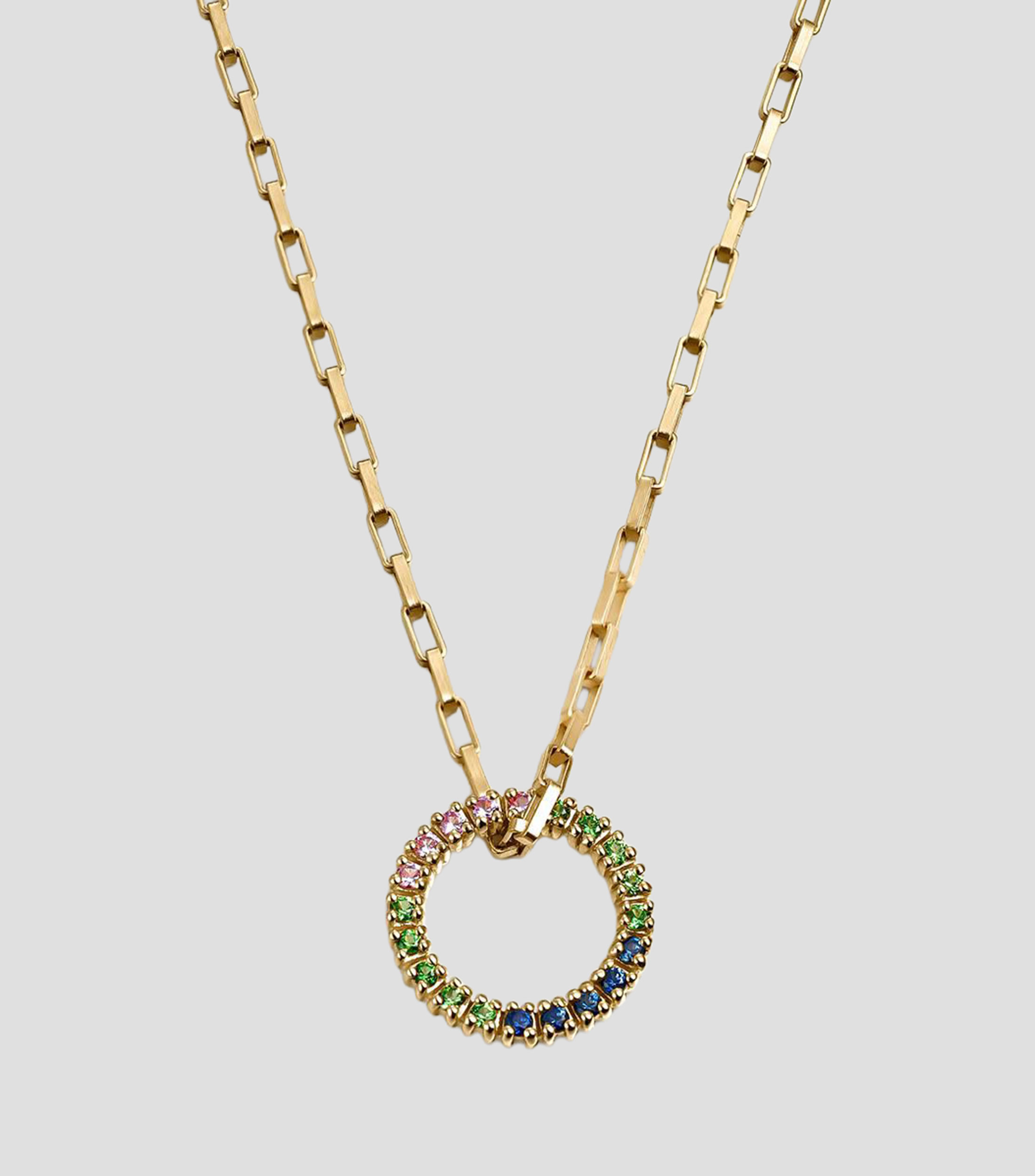 Collar en plata con tsavoritas y zafiros multicolor Crossbow Mujer