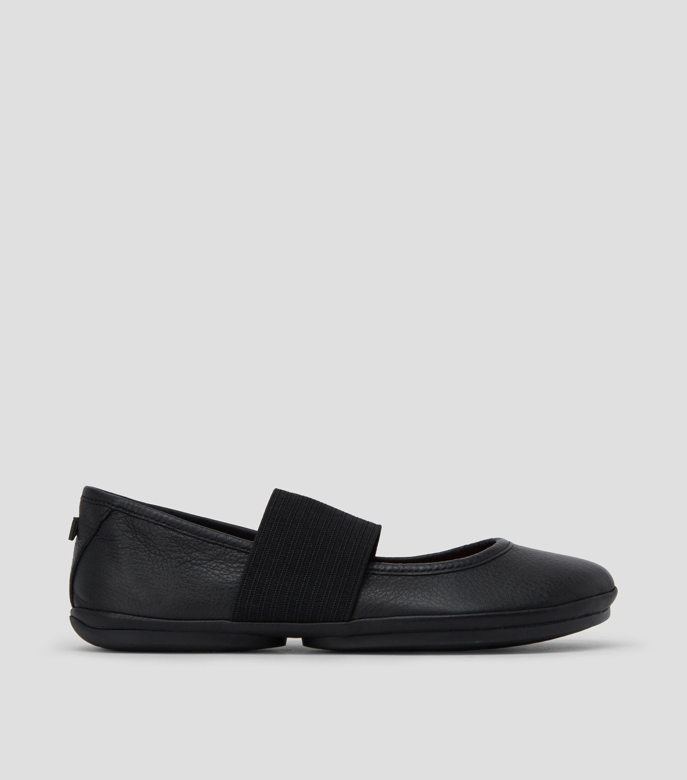Flats en piel con elástico Mujer