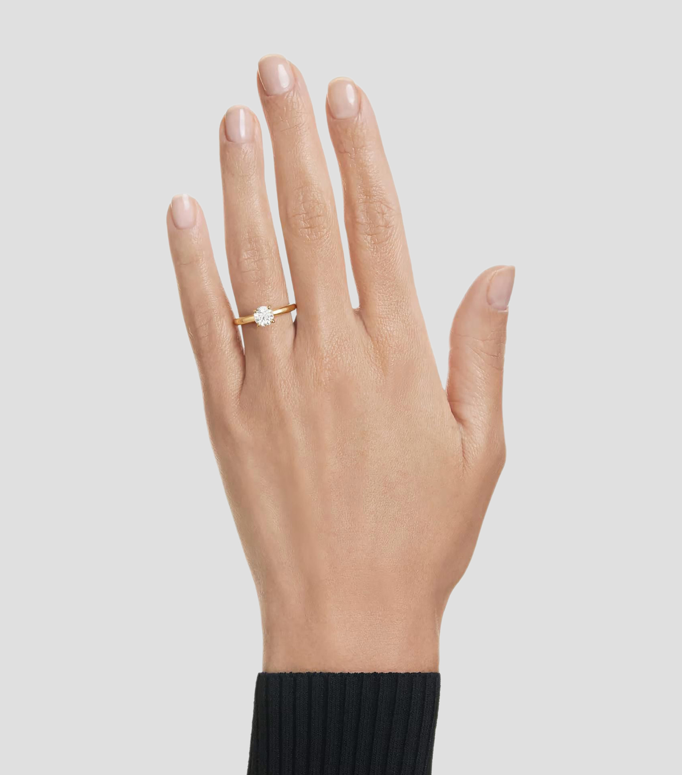 Anillo Oro amarillo de 14 Kilates con Diamante redondo Mujer