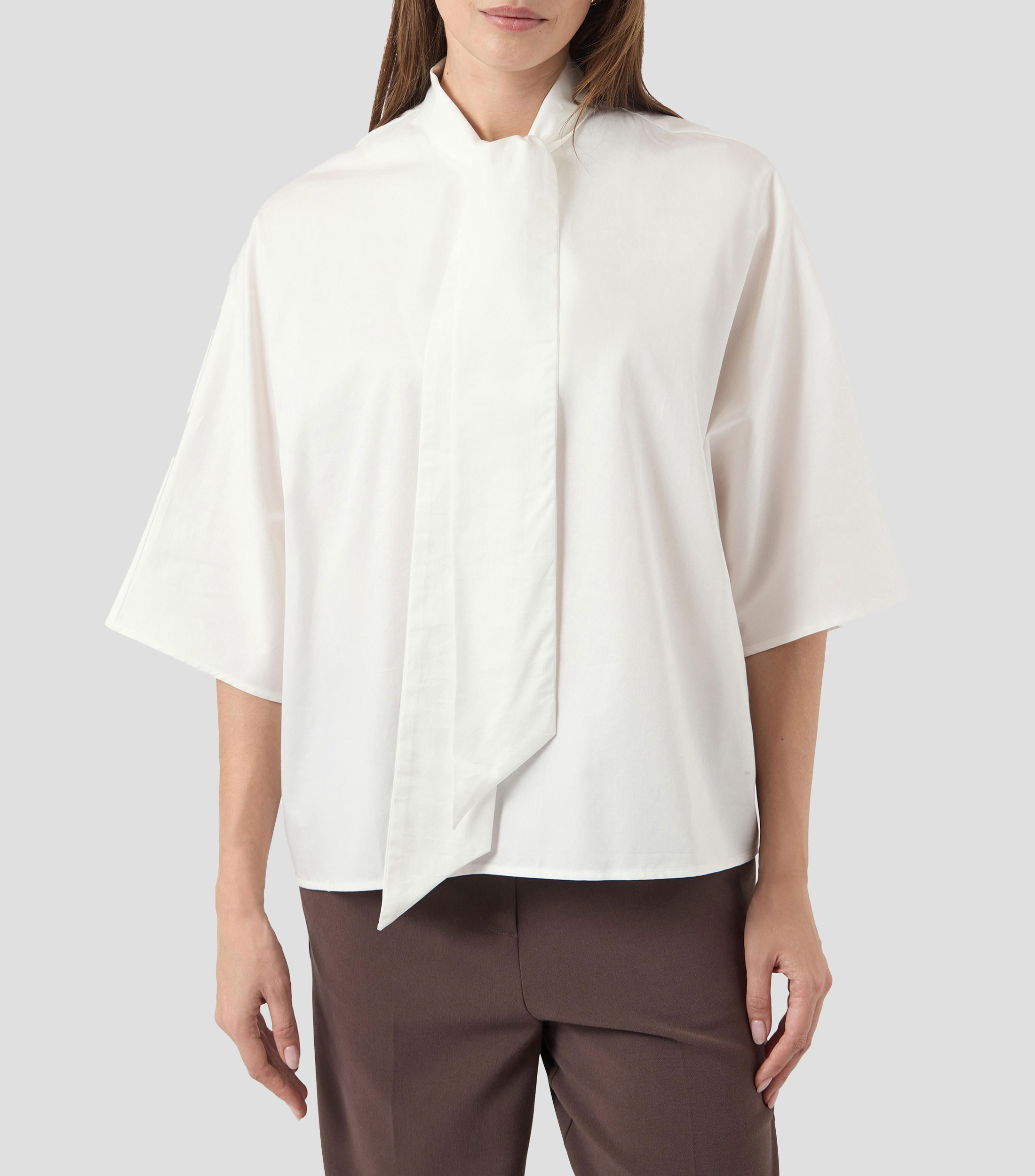 Blusa lisa manga 3/4 Mujer