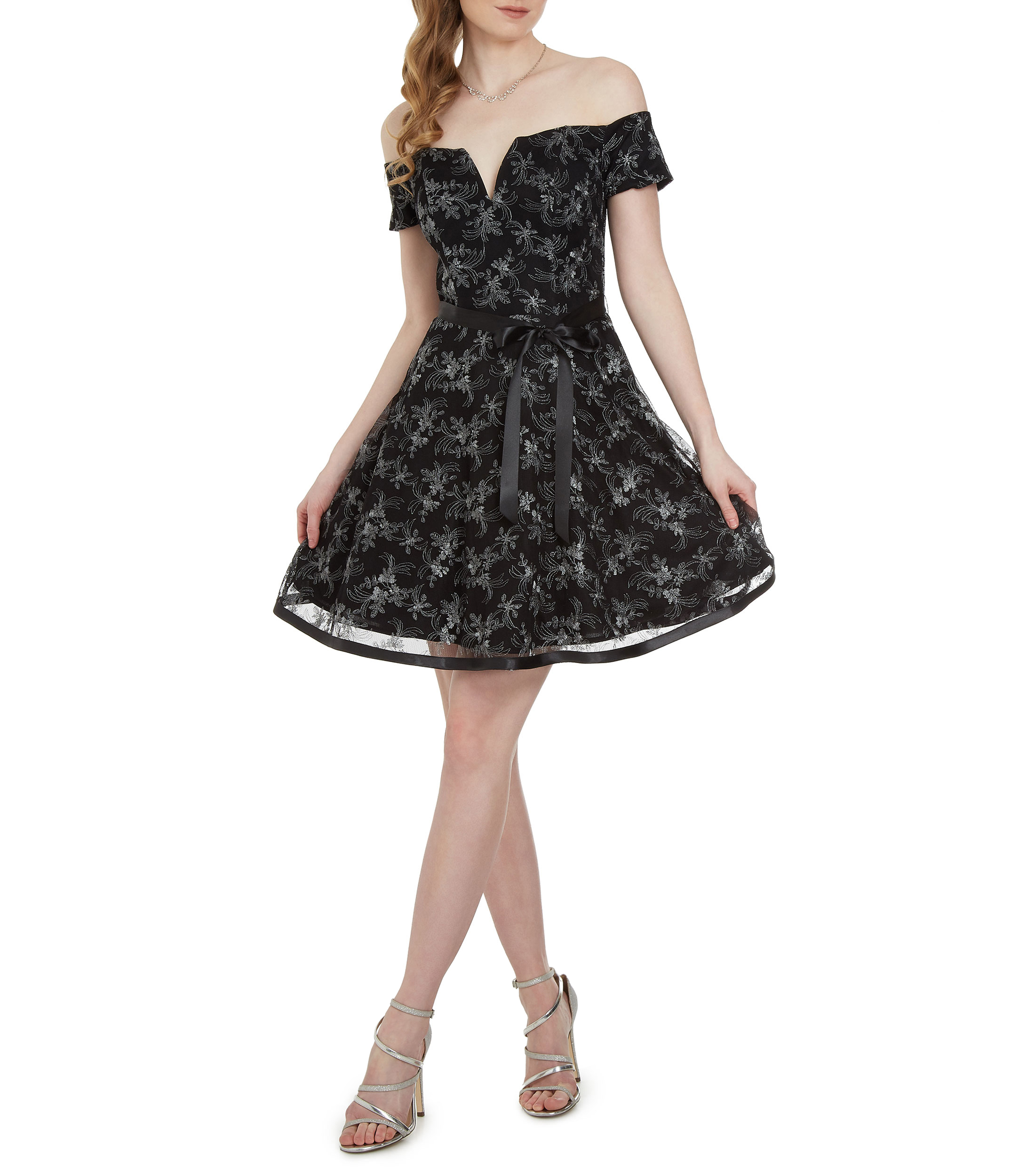 Vestido liz minelli negro con flores clearance