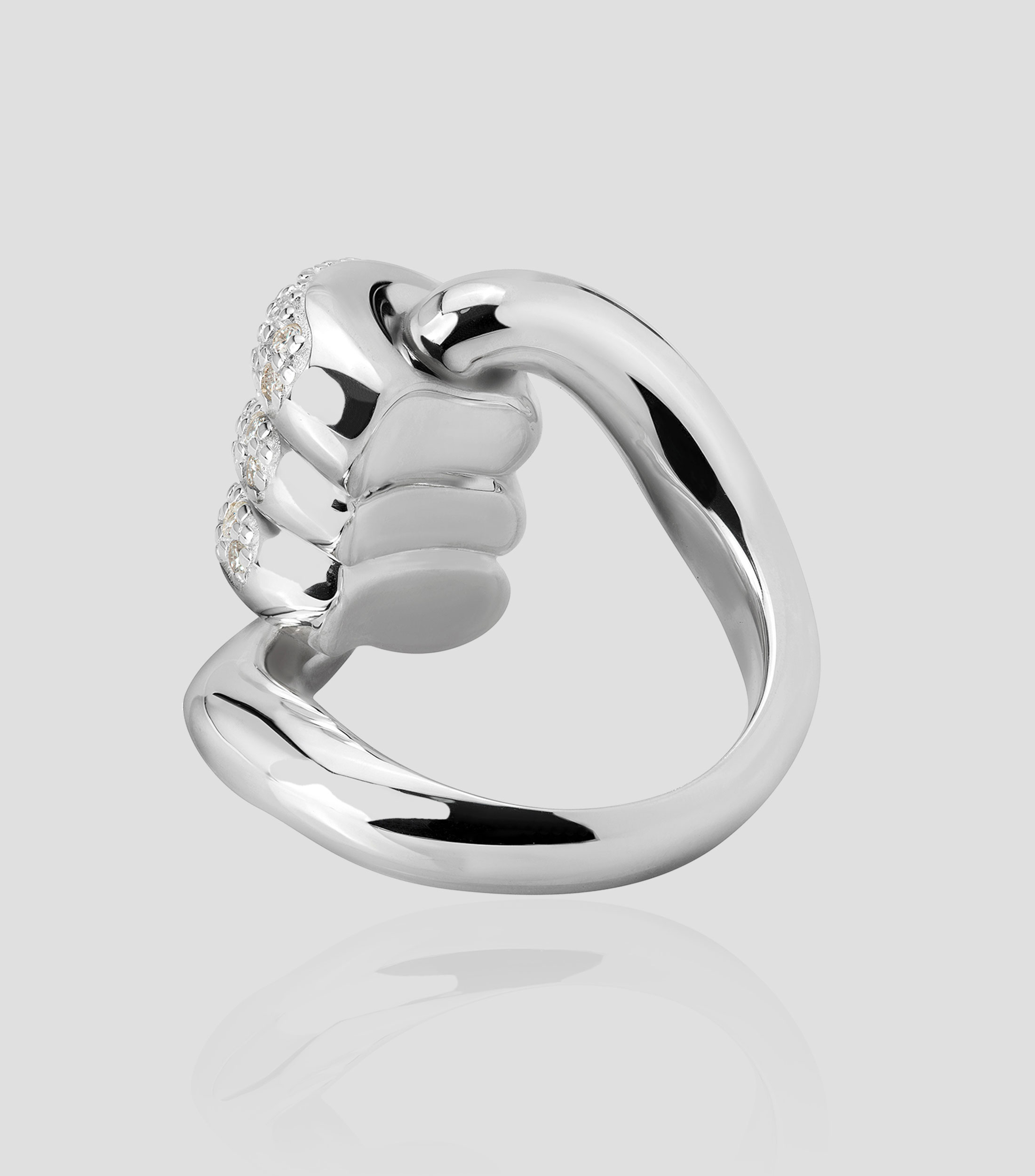 Anillo en Plata Lazos Torsal con Diamantes Mujer