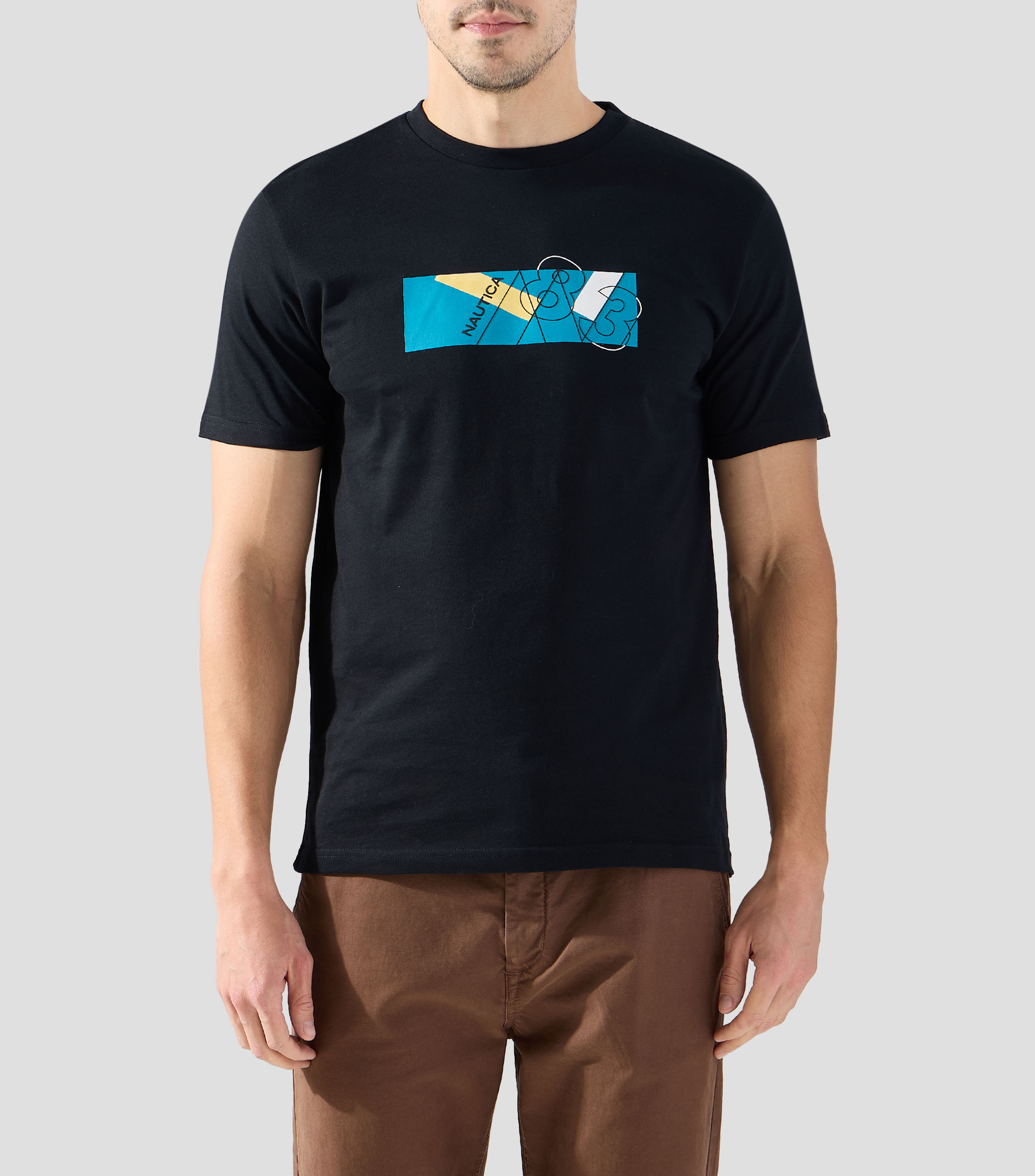 Playera cuello redondo manga corta estampada Hombre